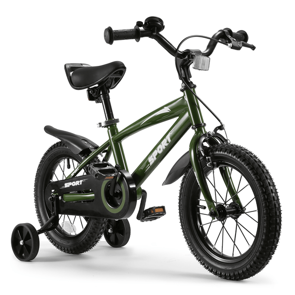 14 inch kid bike Training Wheels Children Bikes Green - NAIPO