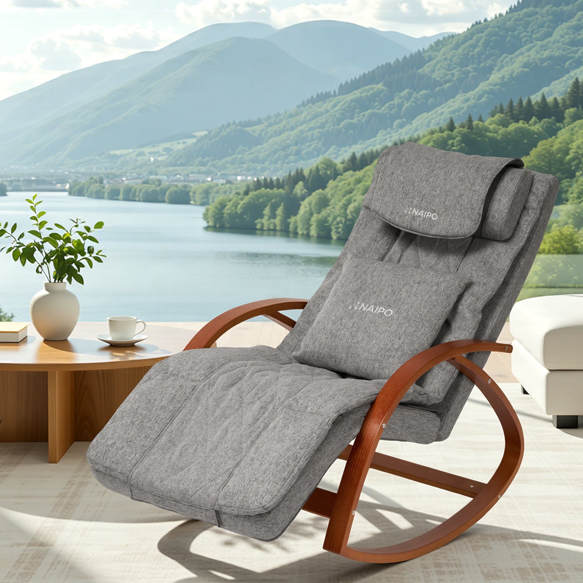 Fauteuil de massage à bascule en bois NAIPO MGC-2300P