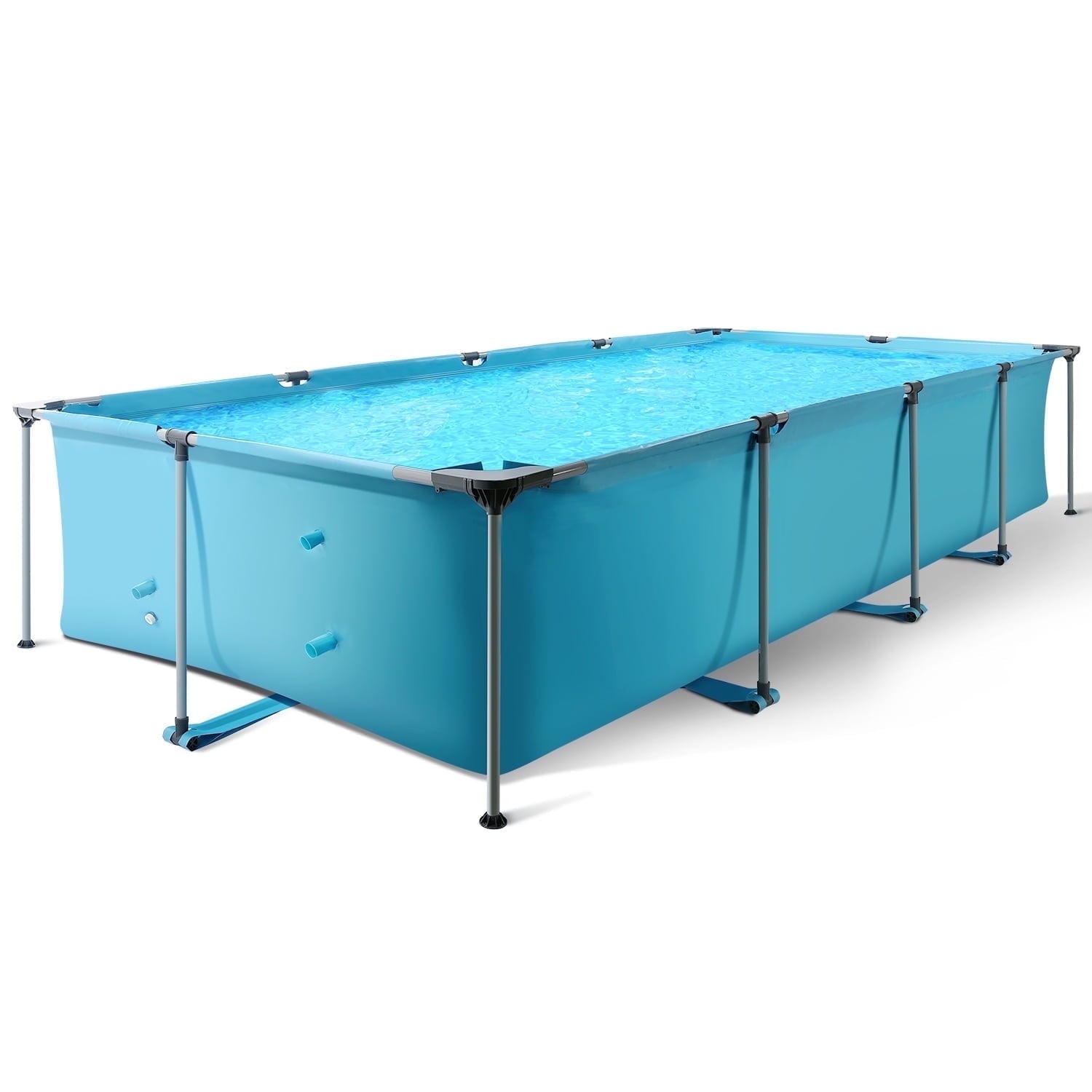 15FT Rectangular Frame Swimming Pool Metal Outdoor Backyard Above Ground Pool Family Adults Splash - NAIPO