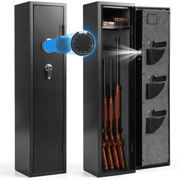 Naipo 4-6 Gun Safe, Assembled Rifle Safe for Multi-Function, Long Gun Safe with LCD Keypad and LED Light, Quick Access Gun Storage Cabinet with Pistol Pocket for Home