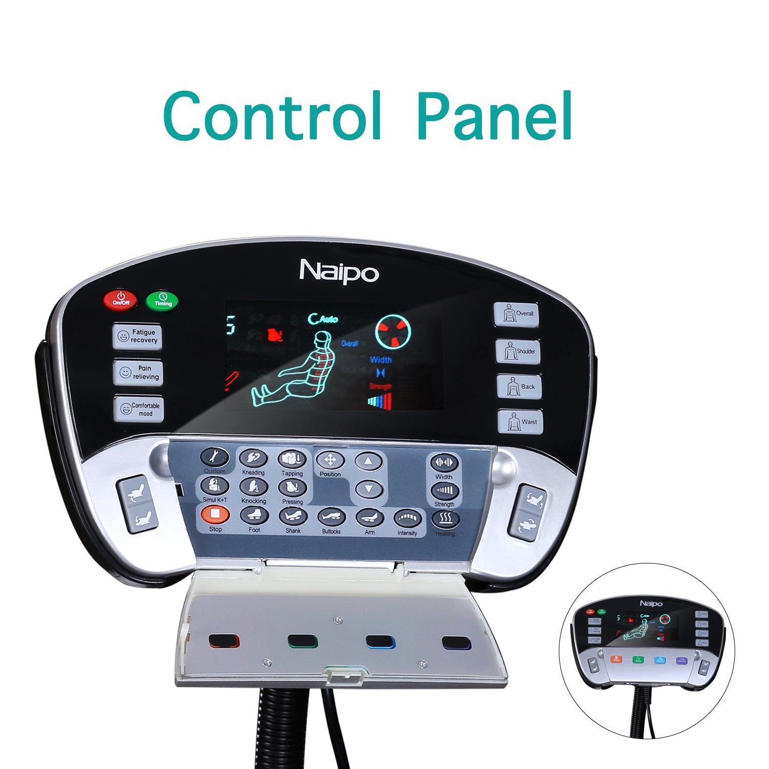 Fauteuil de massage Shiatsu complet Naipo MGCHR-RK2106C avec chaleur