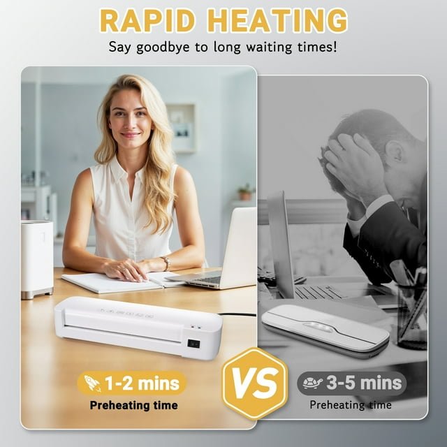 9 - Inch Laminator,6 in - 1Thermal Laminator Machine, Never Jam Laminator Machine with 40 Laminating Sheets A4/A5/A6 Use for Home, Office or School,Business,White - NAIPO