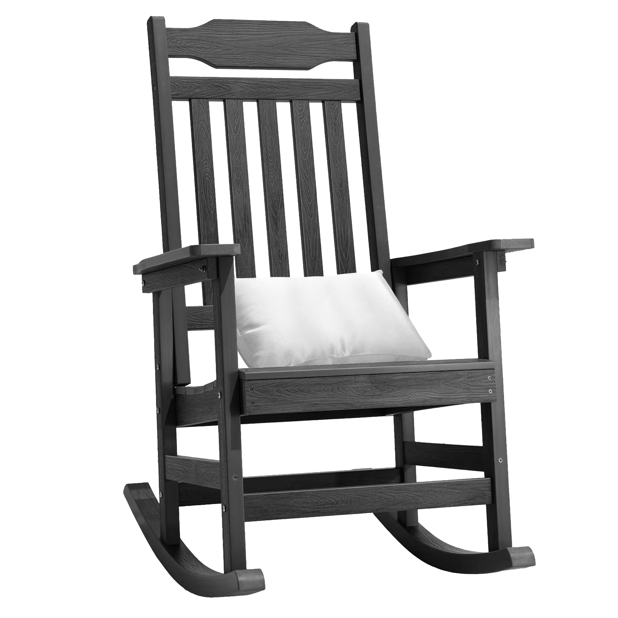Naipo 1PC Patio Rocking Chair All-Weather, Oversized Porch Rocker Chair 400 lbs Weight Capacity, for Backyard, Fire Pit, Lawn, Garden, Outdoor and Indoor, Black