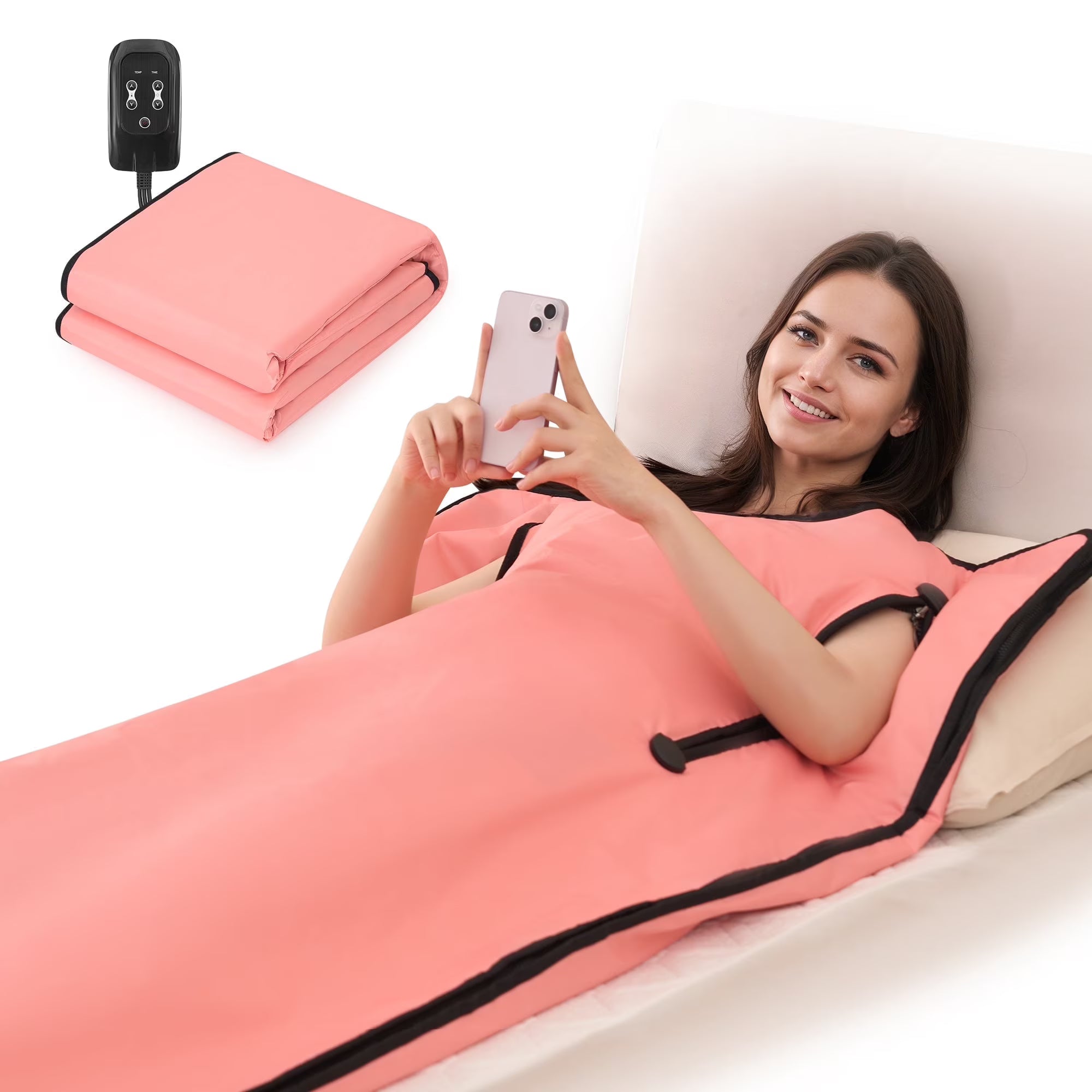 Couverture de sauna infrarouge Naipo pour la détoxification et la relaxation, sauna infrarouge lointain portable pour détendre et rajeunir votre corps et votre esprit, parfait pour la thérapie par sauna à domicile, rose