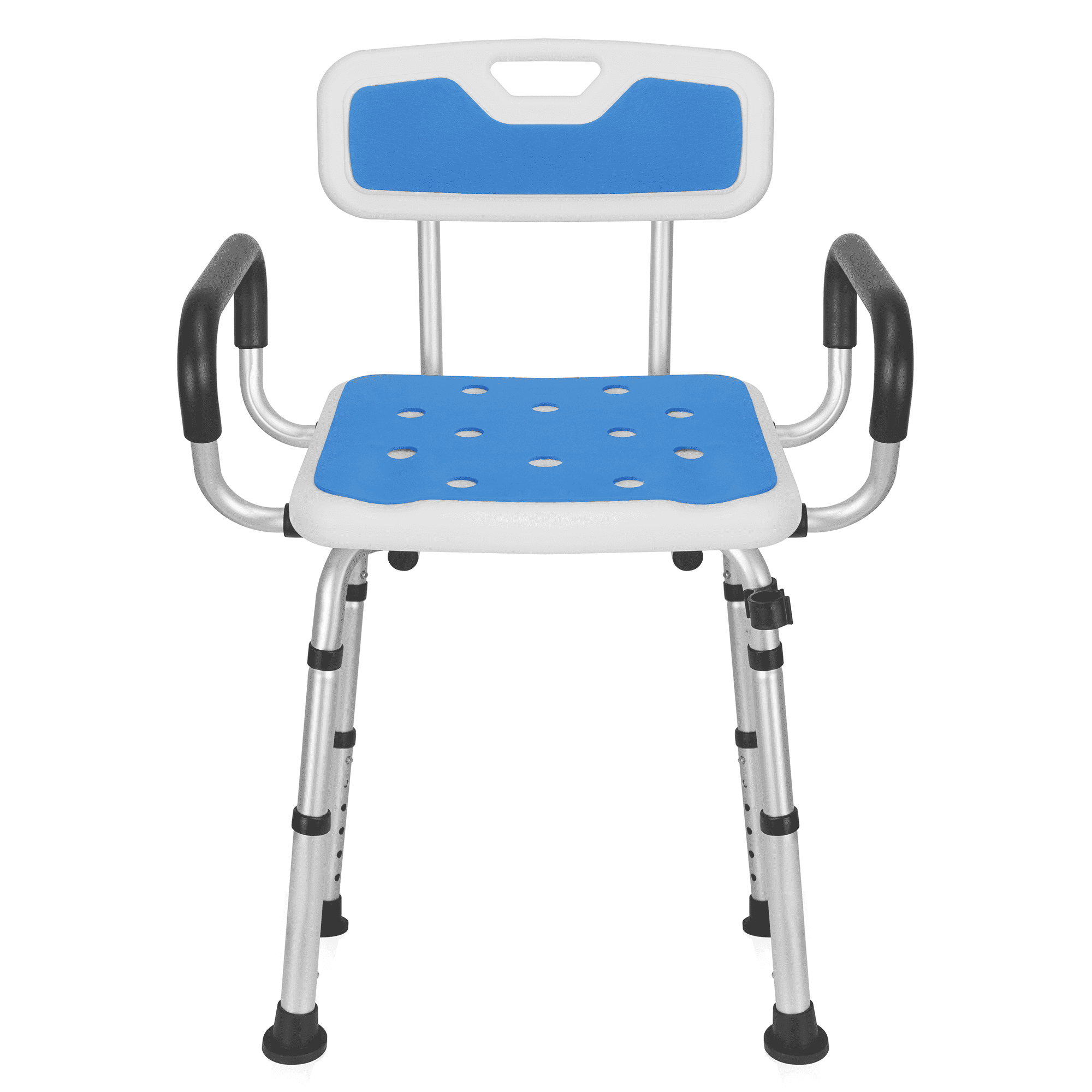 Chaise de douche Naipo avec accoudoirs, dossier et coussinets EVA, tabouret de bain de sécurité réglable en hauteur pour personnes âgées, personnes handicapées et bariatriques