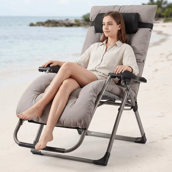 Naipo Zero Gravity Chair, Outdoor Foldable Padded Lounge Chair Recline