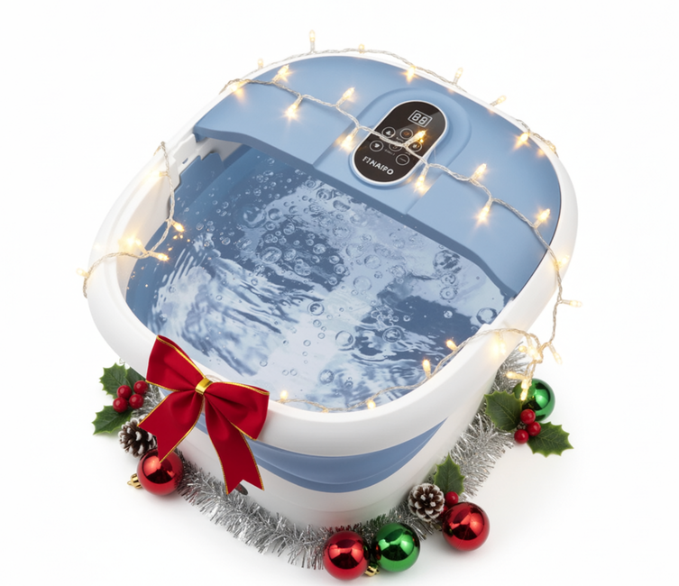 NAIPO NPFT-SPA02 Collapsible Foot Spa with Massage Rollers, Heat, and Bubbles- Christmas Gift for Him/Her
