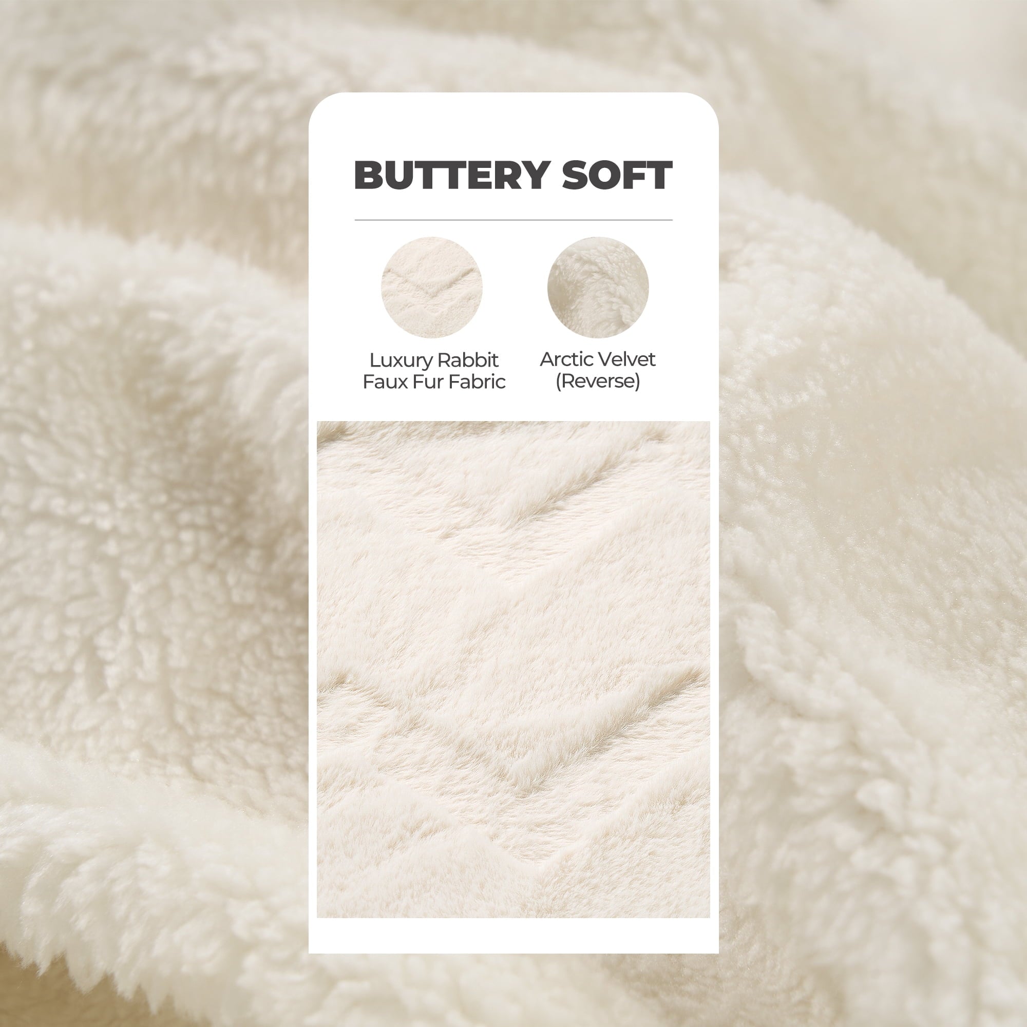 Naipo 50 in x 70 in Faux Rabbit Fur Blanket White Arctic Velvet Throw Blanket Perfect for All Seasons and Ages (No Heating)
