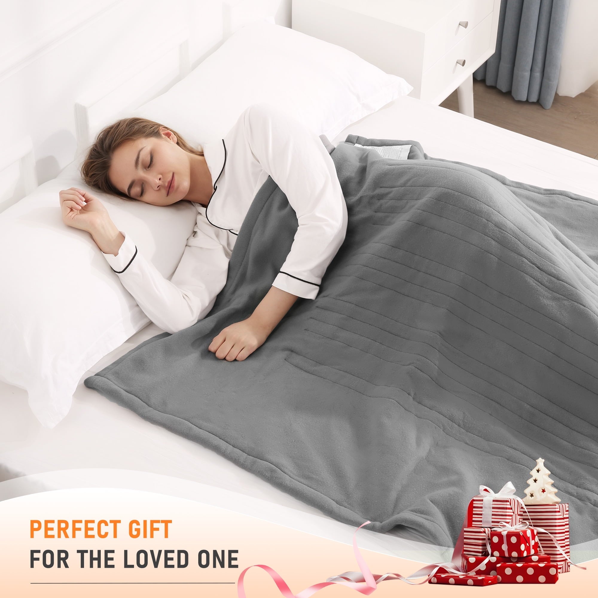 Electric Heated Blanket 50" x 60" Soft Heated Throw for Couch Fast Heating with 6 Temperature Levels & 4hrs Auto Off Machine Washable - NAIPO