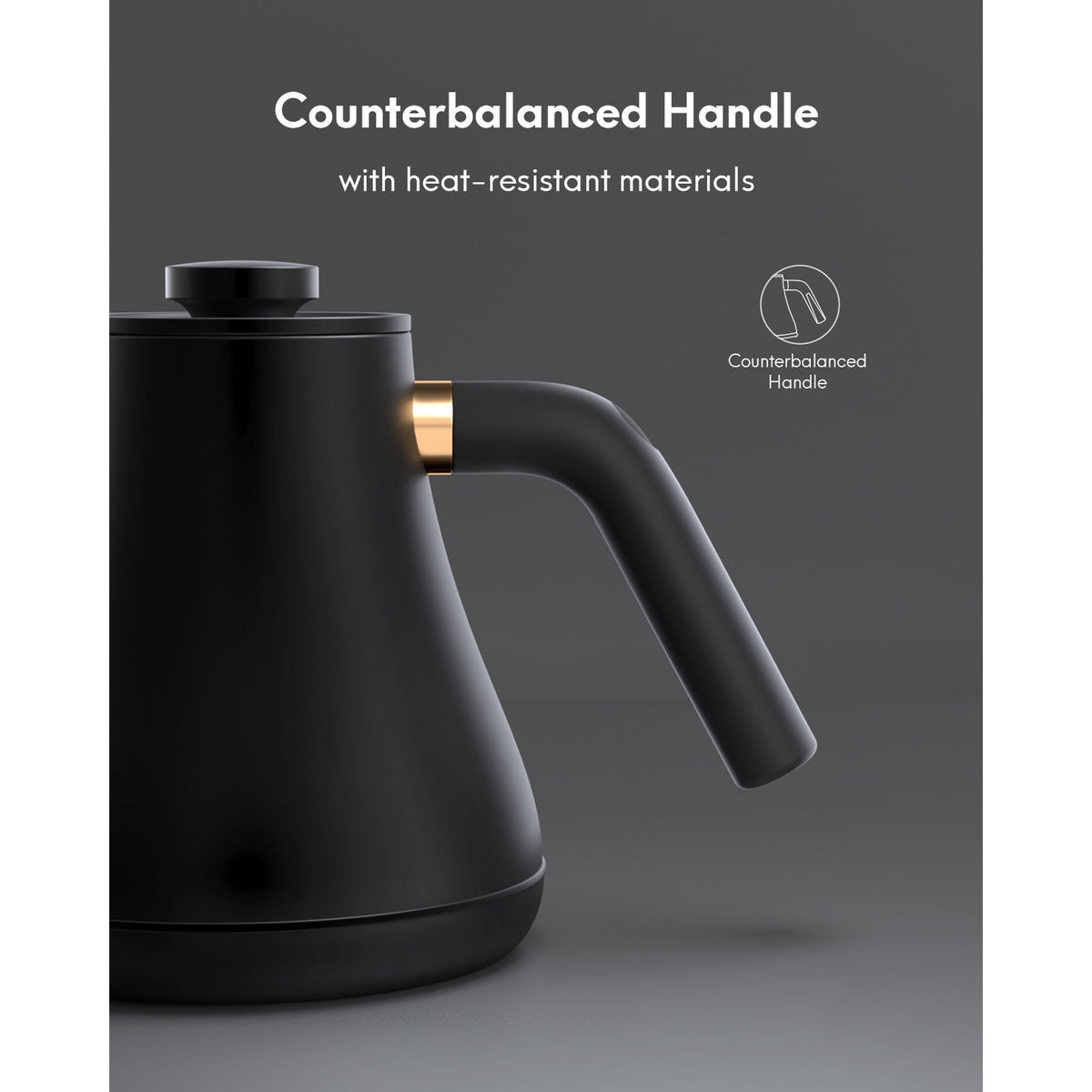 Electric Kettle Temperature Control, Gooseneck 28Oz Pour over Kettle for Coffee & Tea, Safe Stainless Steel Inner, Black - NAIPO
