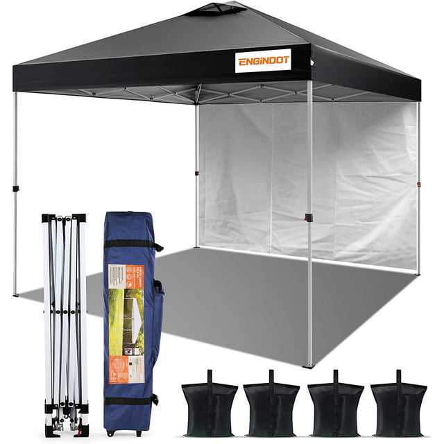 ENGiNDOT 10'x10' Pop up Canopy Tent, Portable Instant Shelter, Type of Water Resistance Outdoor Canopy, Foldable with Carry Bag, Black - NAIPO