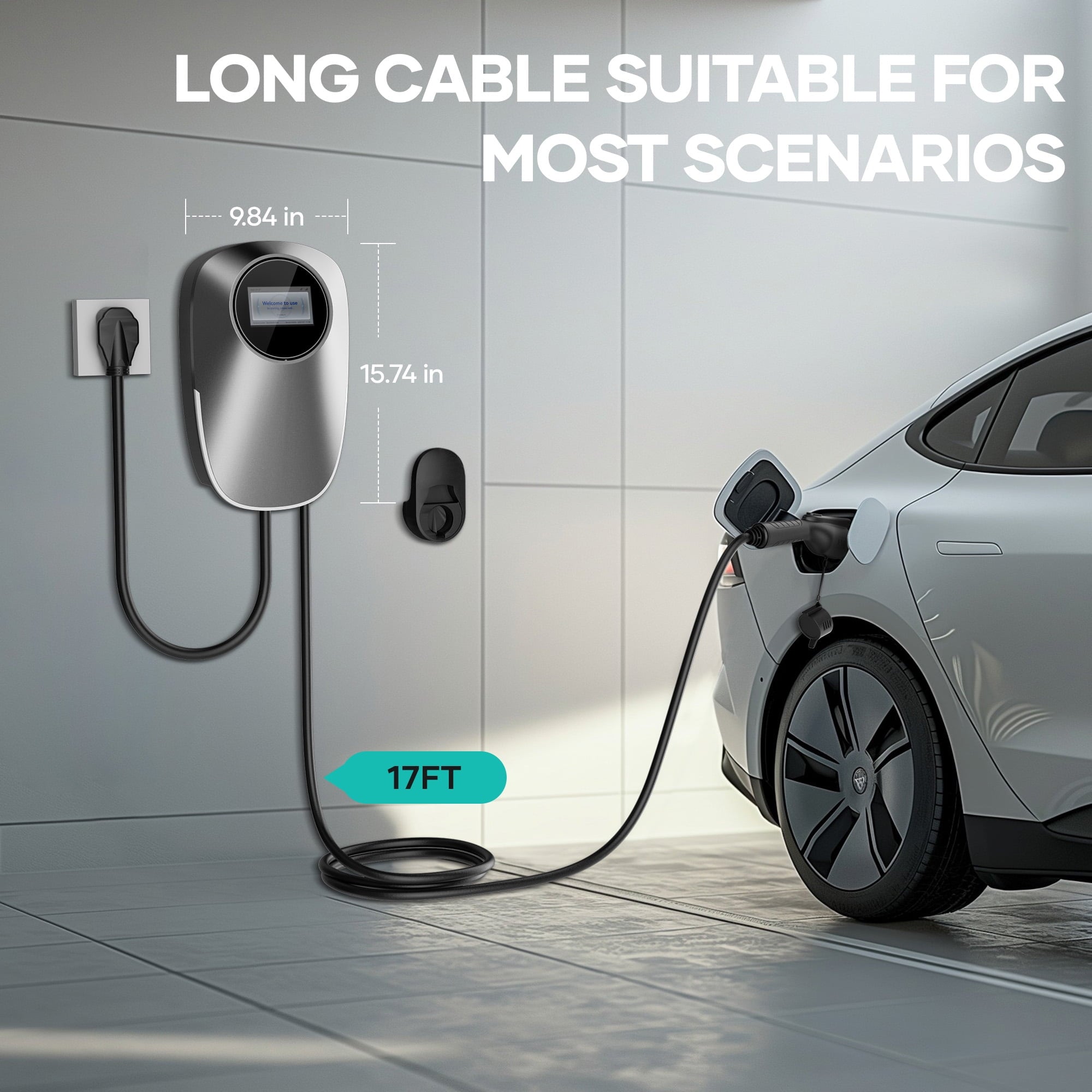 EV Charger Level 2 Electric Vehicle Charging Station Max 48A 10.86KW, Electric Car Charging 240V with NEMA 14 - 50 Plug, Suitable for All J1772 EVs - NAIPO