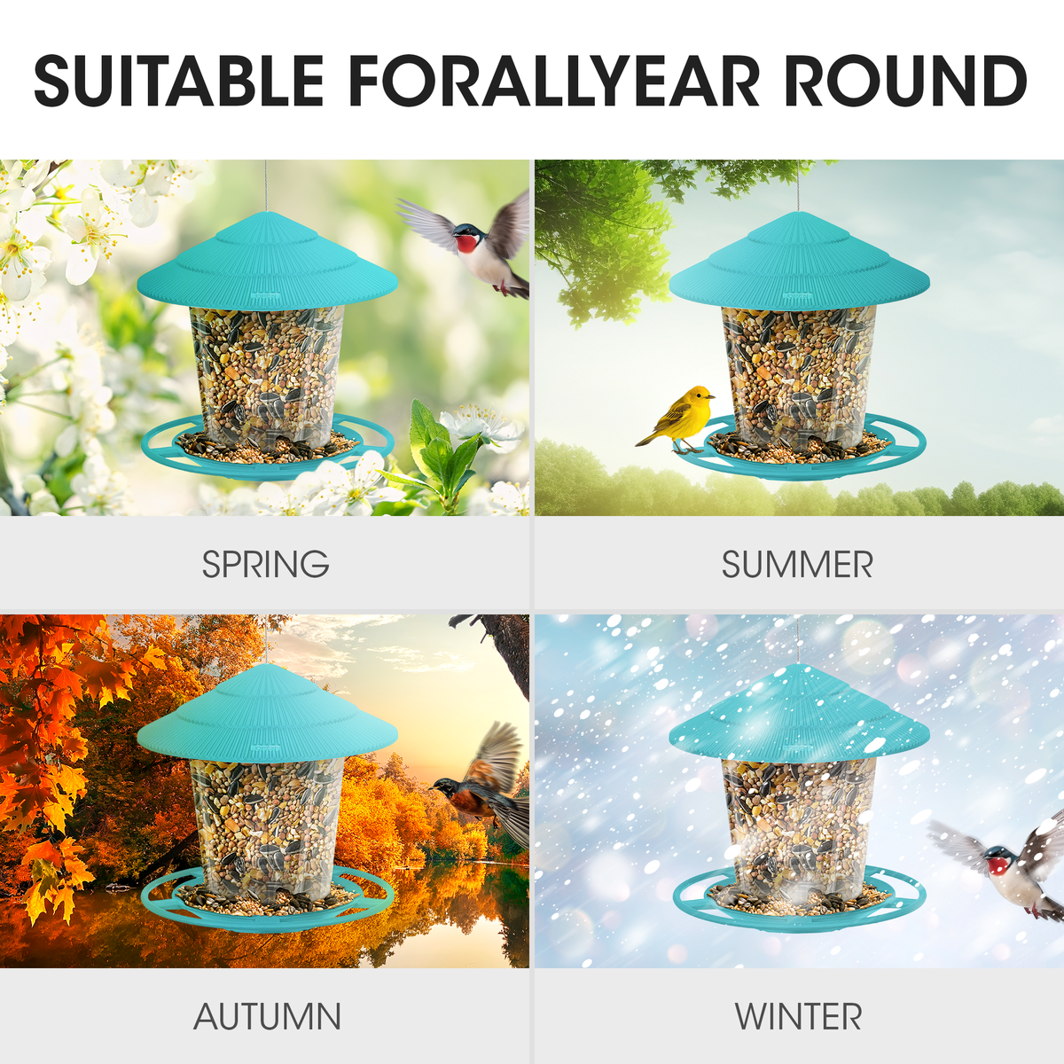 Hanging Bird Feeders for Outside, Squirrel Proof, Easy to Fill Wild Bird Feeders, Attract a Variety of Hummingbird - NAIPO