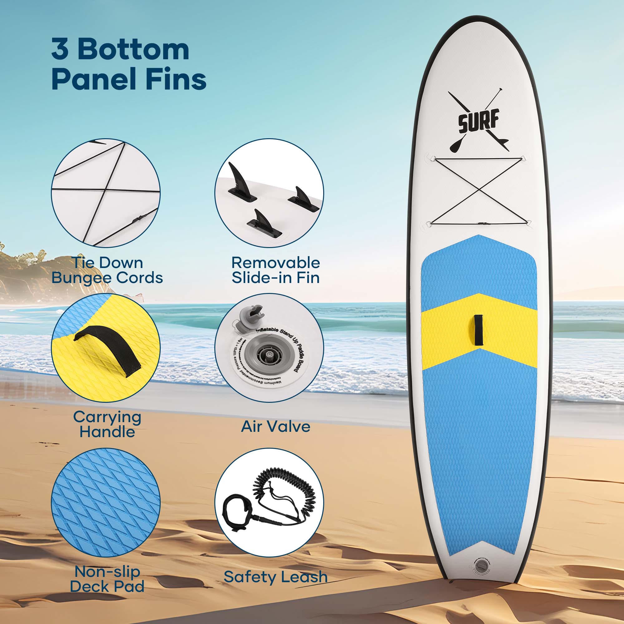 Inflatable Paddle Board Stand Up Paddle Board 120"x30"x6" Ultra-Light(17LBS) Surfing SUP Board - NAIPO