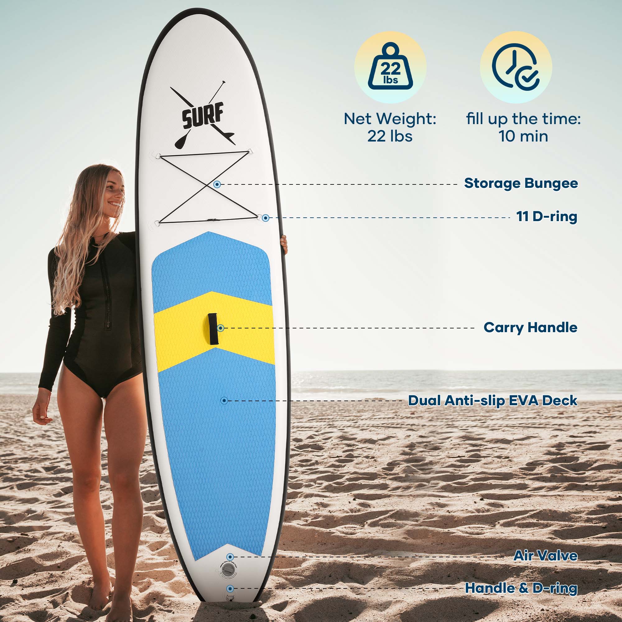Inflatable Paddle Board Stand Up Paddle Board 120"x30"x6" Ultra-Light(17LBS) Surfing SUP Board - NAIPO