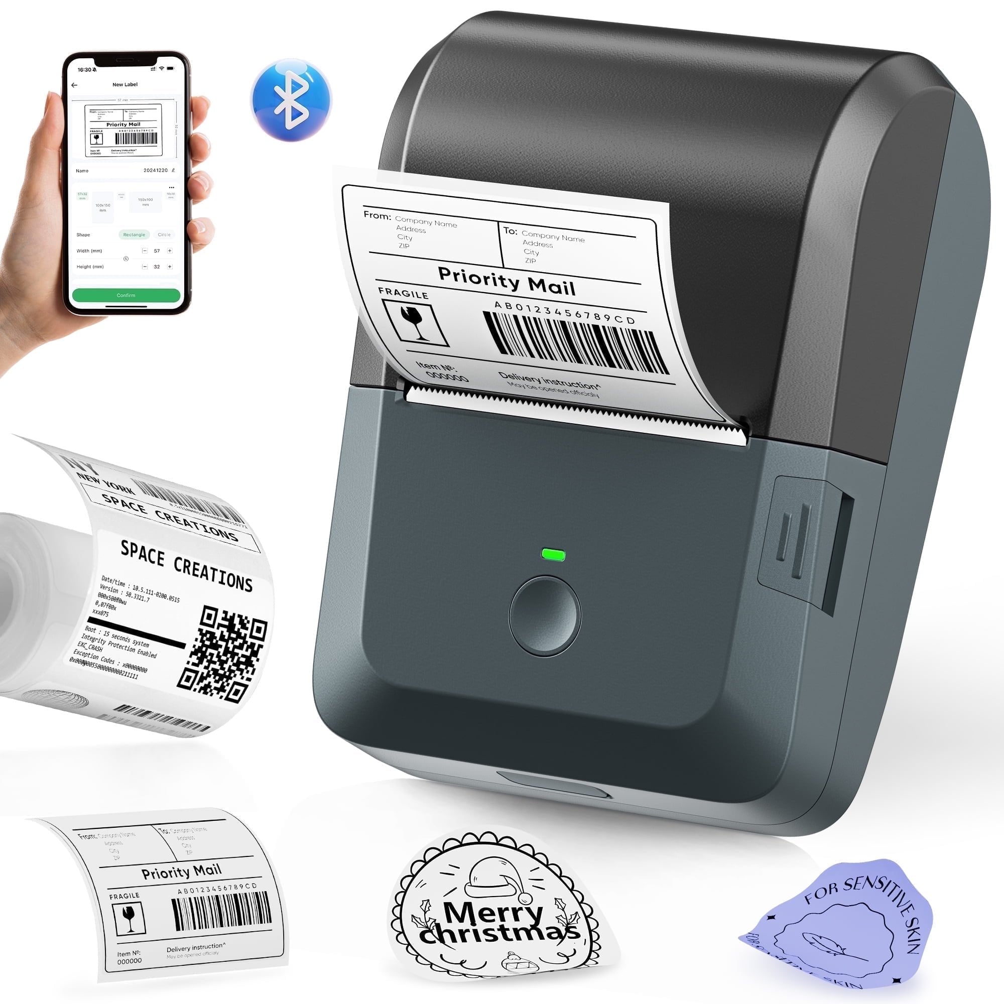 Label Maker Machine with Tape,Bluetooth Label Maker,Wide Waterproof Label Thermal Label Printer for Small Business,Address, Logo, Retail, Blue - NAIPO