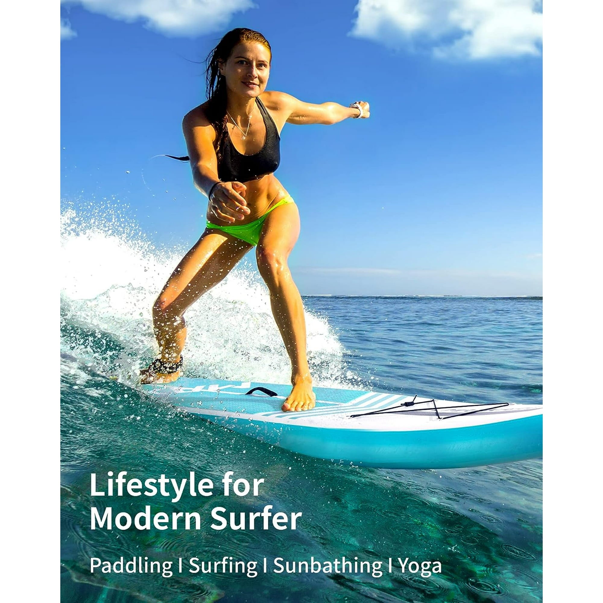 Naipo 10 in Inflatable Stand up Paddle Board 6 in Thick SUP Paddle Board with Paddleboard Accessories Triple Action Pump Fishing Green - NAIPO