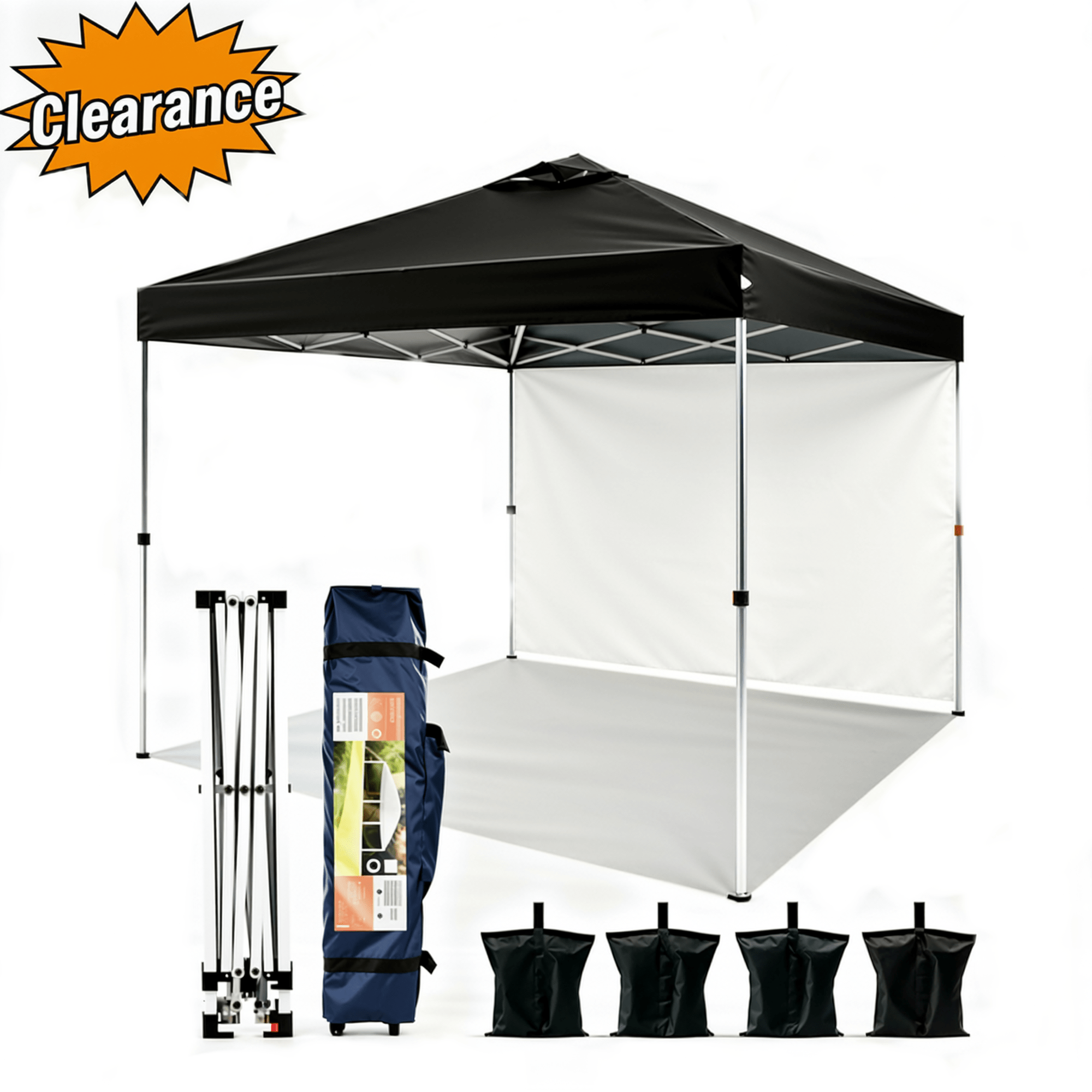 Naipo 10'x10' Pop up Canopy Tent with Sidewall,One Push Set - up Foldable Tent,Sun/Rain Use Outdoor Canopy with Carry Bag/Sandbags/Stakes/Ropes,for Beach/Camping,Black - NAIPO