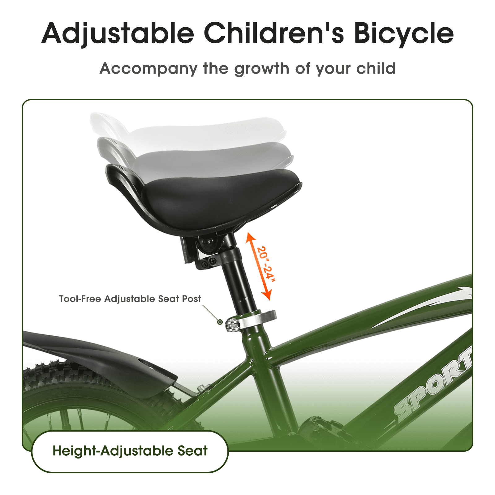 Naipo 16" Green Kid Bike Kickstand w/Training Wheels Children Bikes Boys Girls - NAIPO