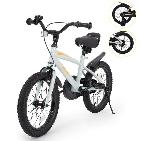 Naipo 16 Inches Kid Bikes Gray - Orange for Boys and Girls Kid Bicycles with Kickstand and Training Wheels - NAIPO