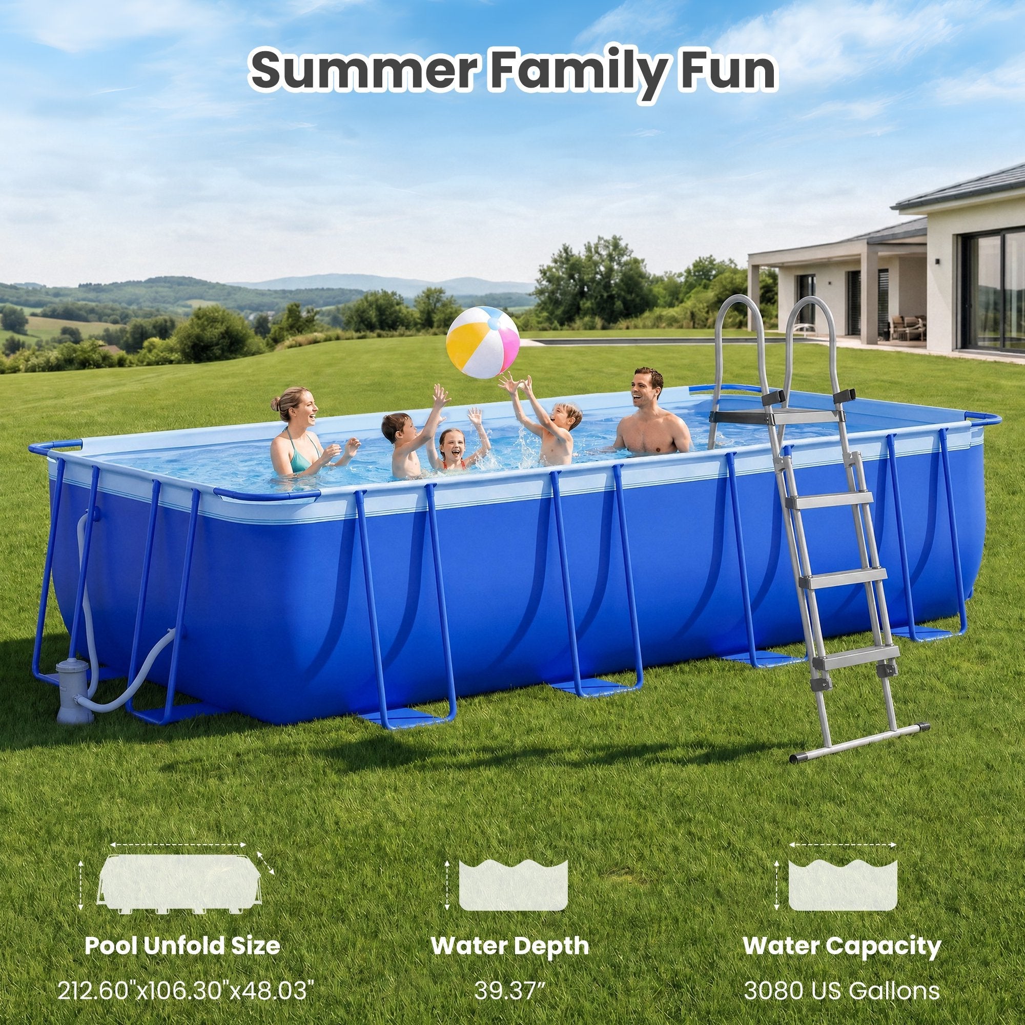 Naipo 18FT Above Ground Swimming Pool Set with Reinforced Ladder 1mm Thickened Material 3080 US Gallons for Family Fun - NAIPO