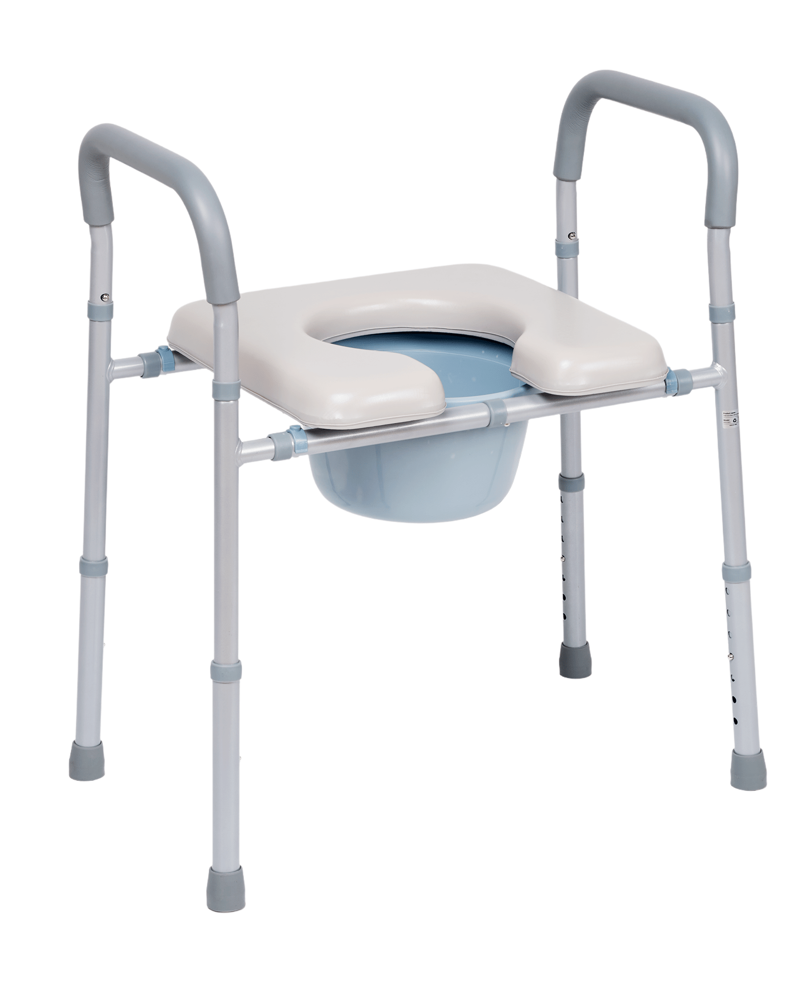 Naipo 3-in-1 Bedside Commode Chair for Seniors,Toilet Riser,Shower Chair,Adjustable Height and Width,Padded Seat and Armrests,300 lbs Capacity,7.5 Quart Removable Bucket - NAIPO