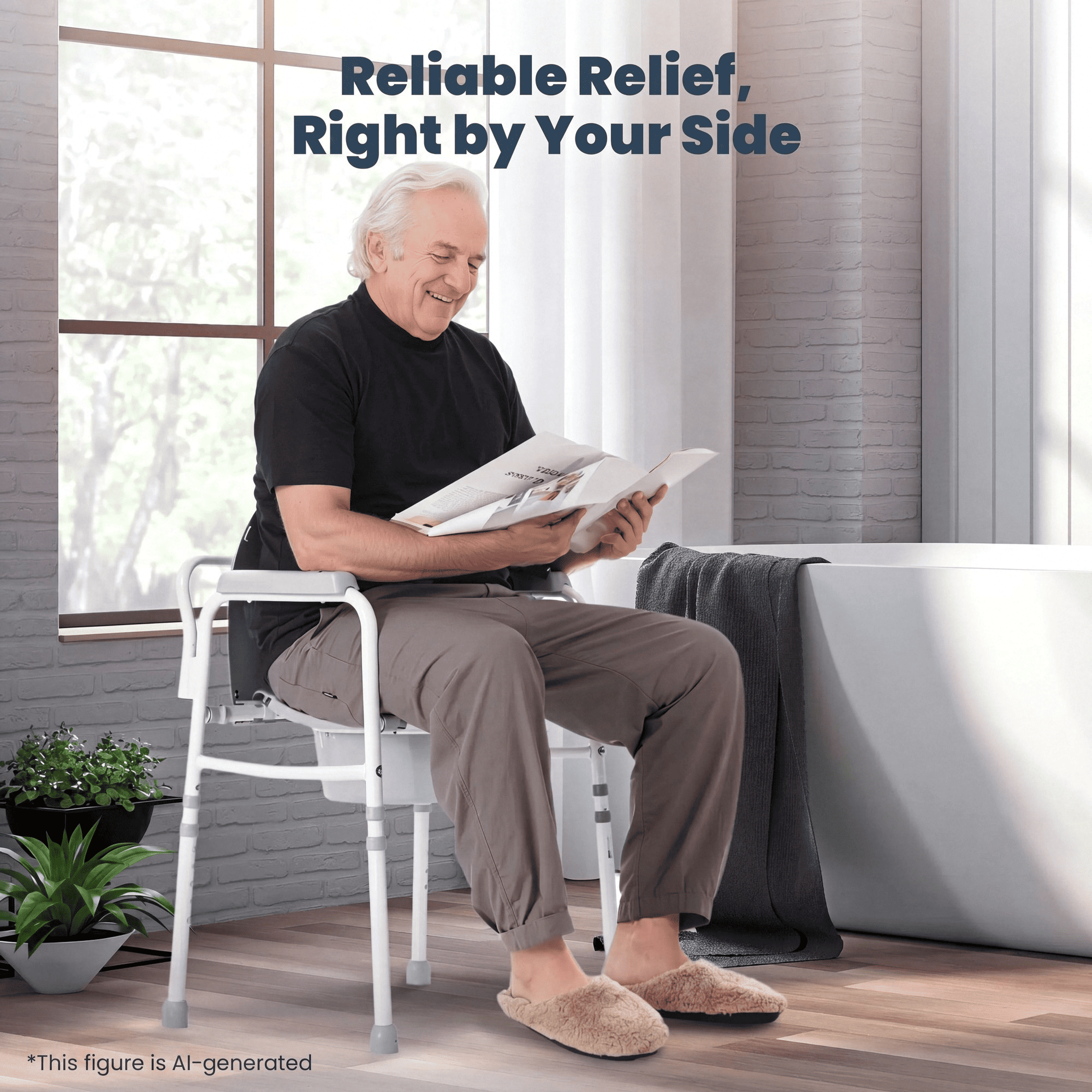 Naipo 3-in-1 Medical Bedside Commode for Seniors, Portable Toilet Raised Seat, Commode Potty Chair with 7.5 QT Bucket, Steel Frame 300 lbs Capacity - NAIPO