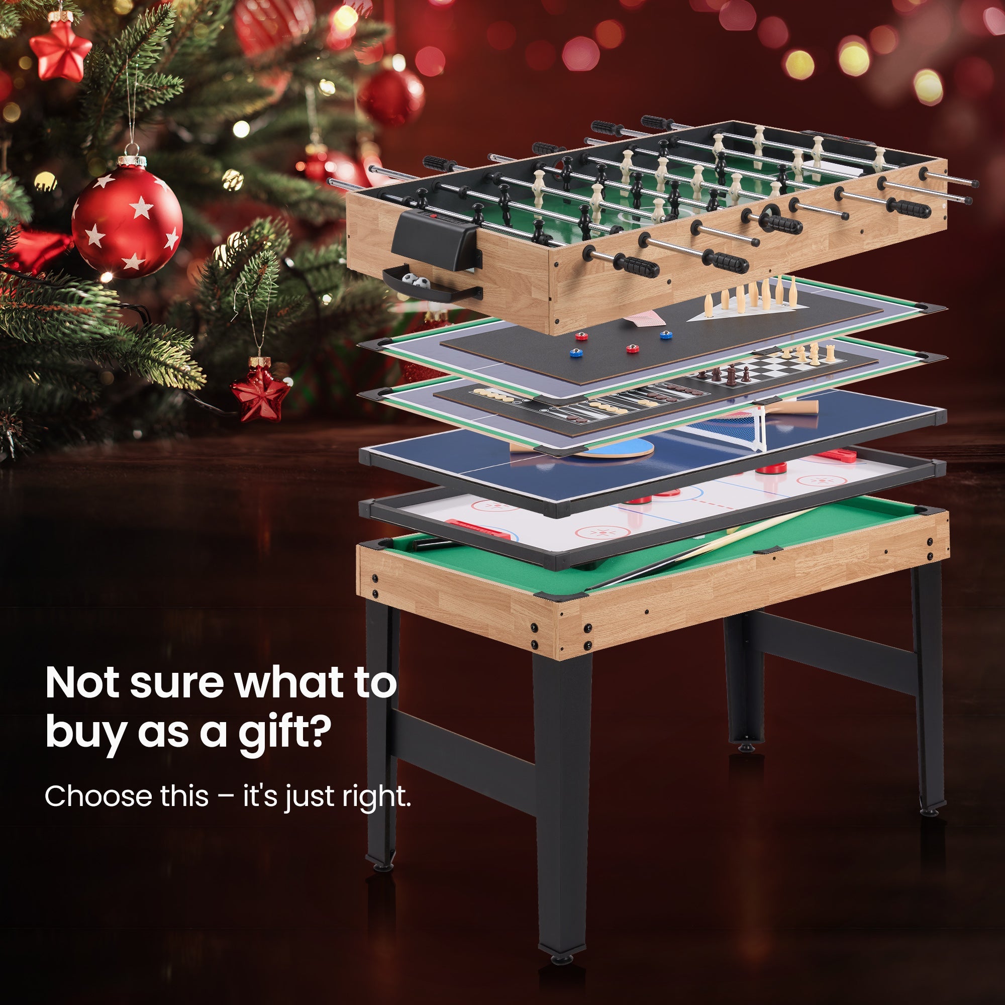 Naipo 48” 10 - in - 1 Combo Game Table Set Multi Game Room Table w/Air Hockey, Foosball, Pool Gift for Friends Family - NAIPO
