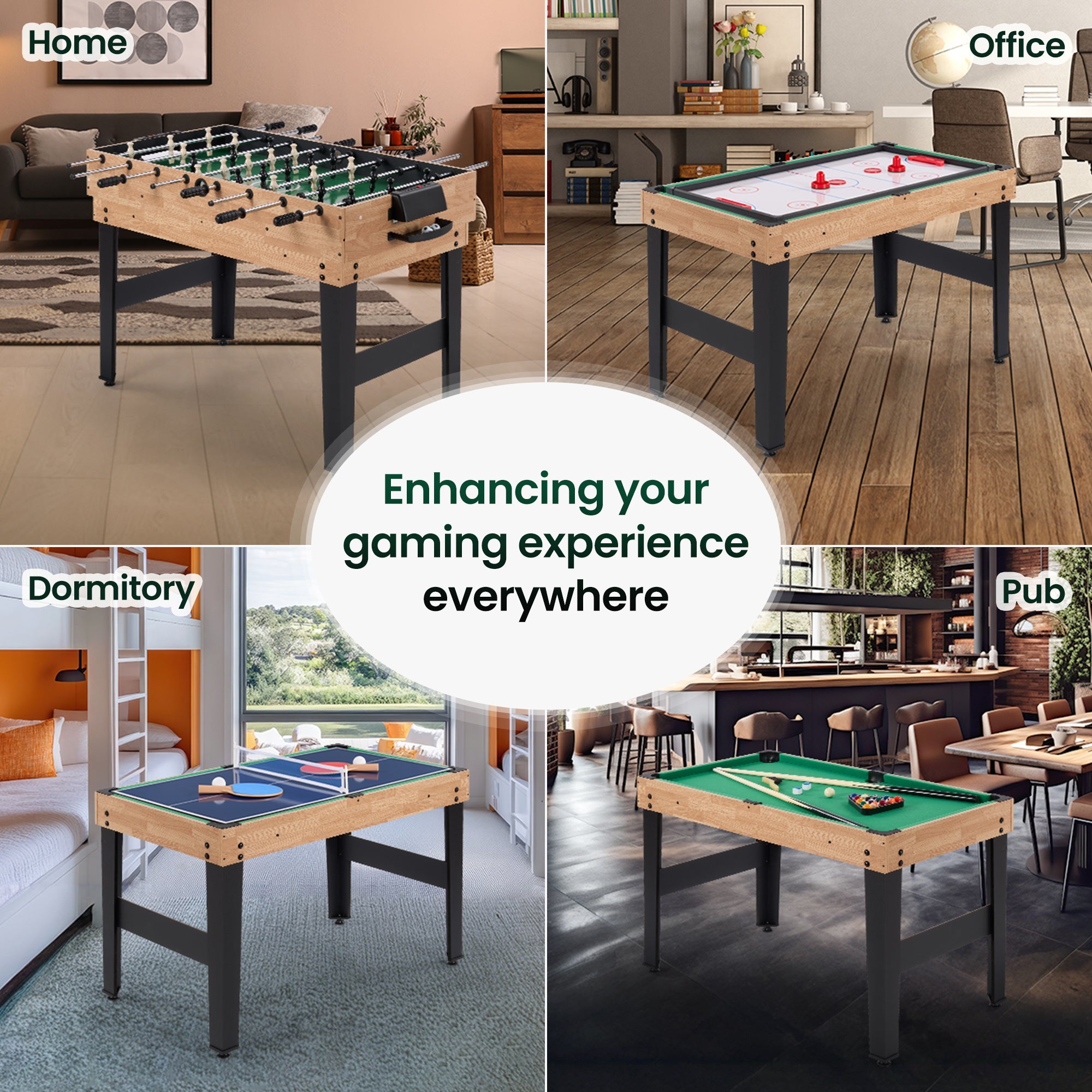 Naipo 48” 10 - in - 1 Combo Game Table Set Multi Game Room Table w/Air Hockey, Foosball, Pool Gift for Friends Family - NAIPO