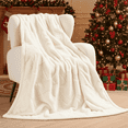 Naipo 50 in x 70 in Faux Rabbit Fur Blanket White Arctic Velvet Throw Blanket Perfect for All Seasons and Ages - NAIPO