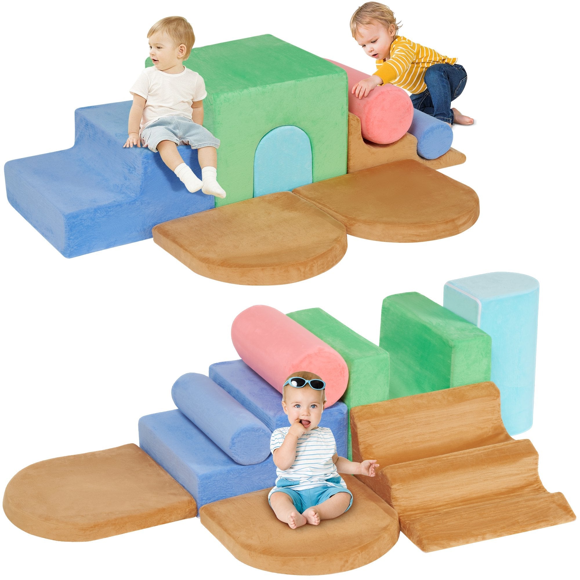 Naipo 8 - Piece Climbing Blocks Colourful 3D Foam Toddlers Toys 8in1 Indoor Playset Climbing Toys for Toddlers Kids Playground Indoor - NAIPO