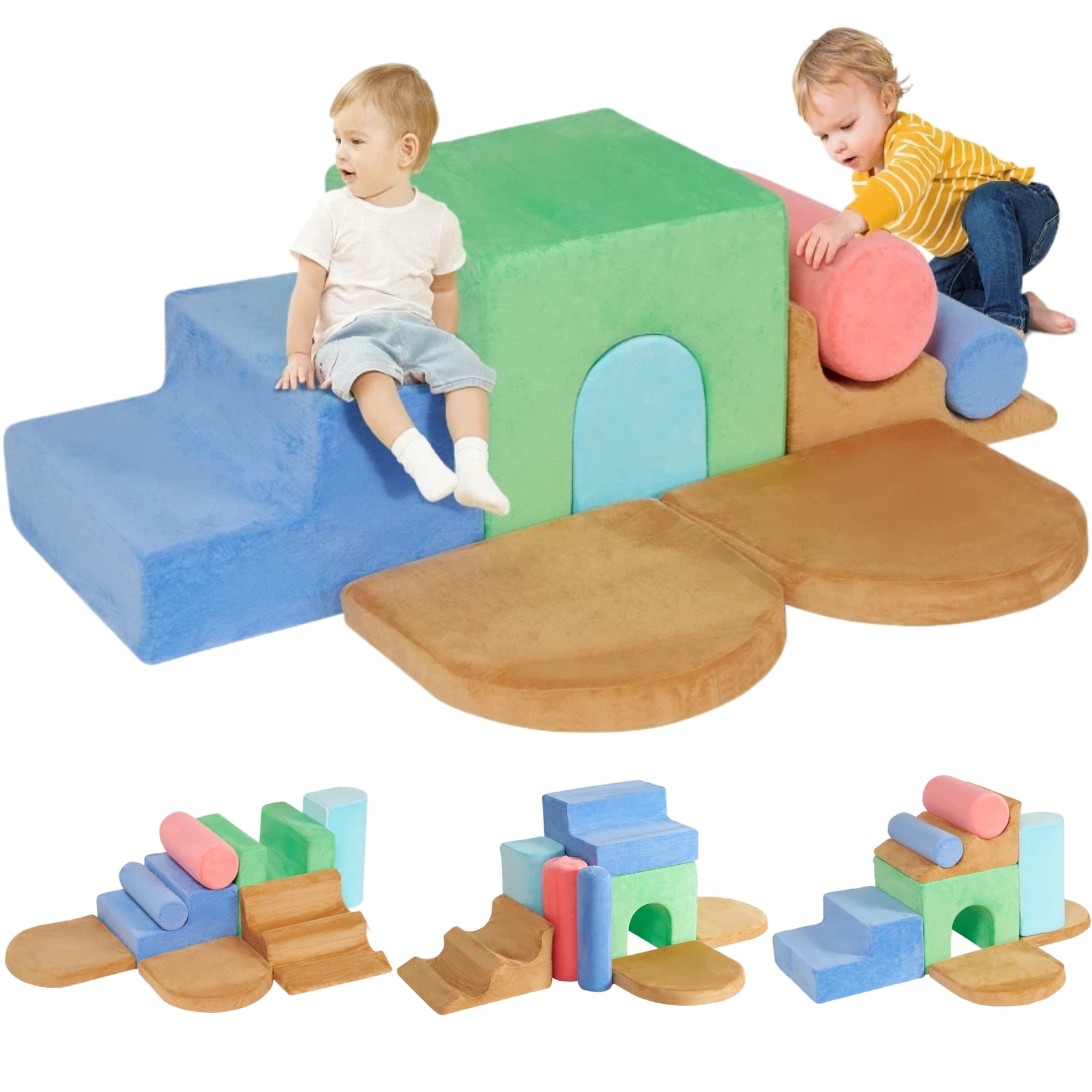 Naipo 8-Piece Climbing Blocks Colourful 3D Foam Toddlers Toys 8in1 Indoor Playset Climbing Toys for Toddlers Kids Playground Indoor - NAIPO