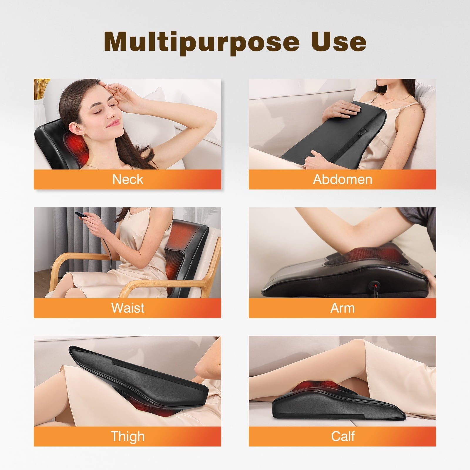 Naipo Back Massager with Heat, Massagers for Neck and Back, 3D Kneading Massage Pillow for Shoulder, Leg Muscle Pain Relief, Gifts for Mom Dad - NAIPO