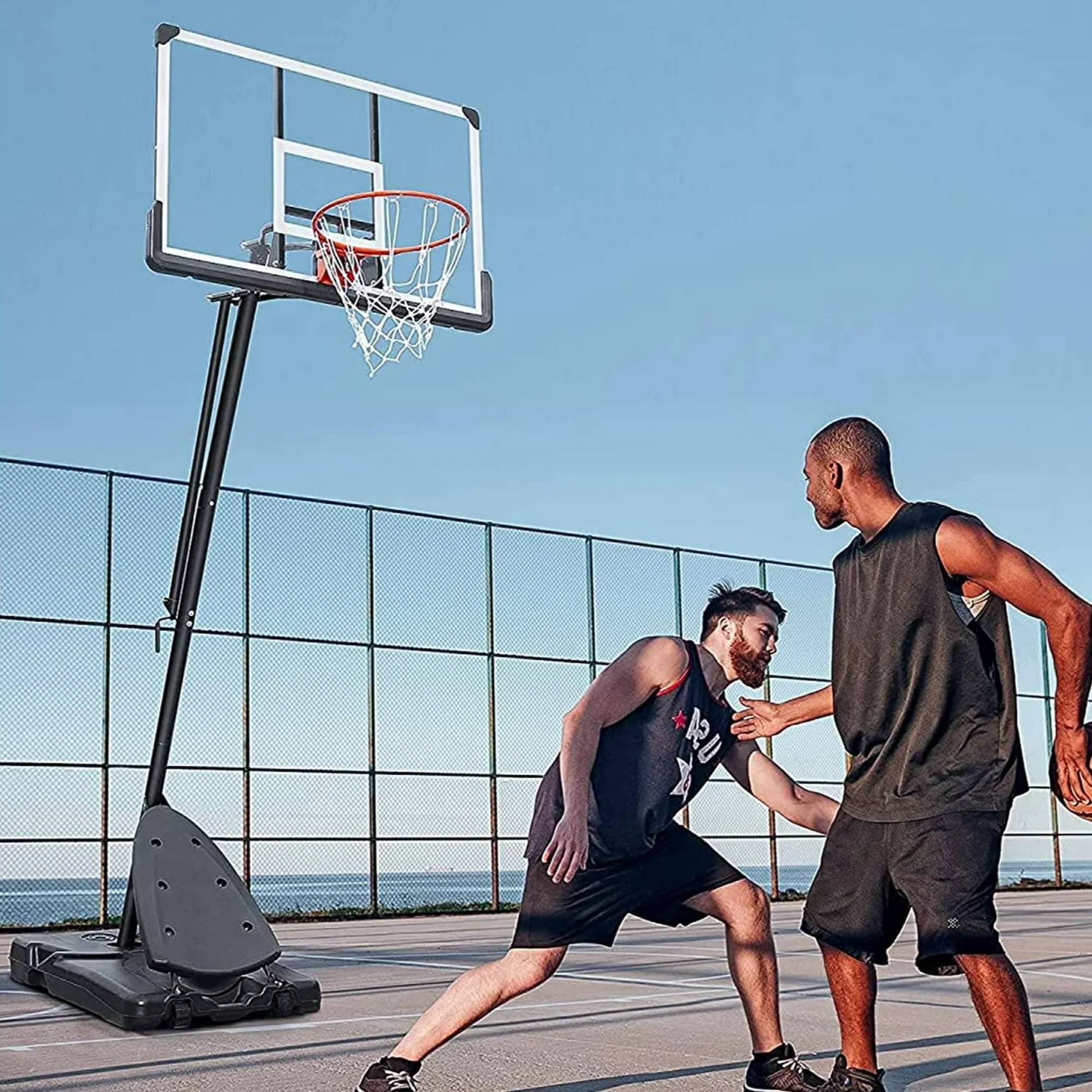 Naipo Basketball Hoop 54” Basketball Goal Stand Height Adjustable 90” to 120” with Wheels for Youth Adult Outdoor Use - NAIPO