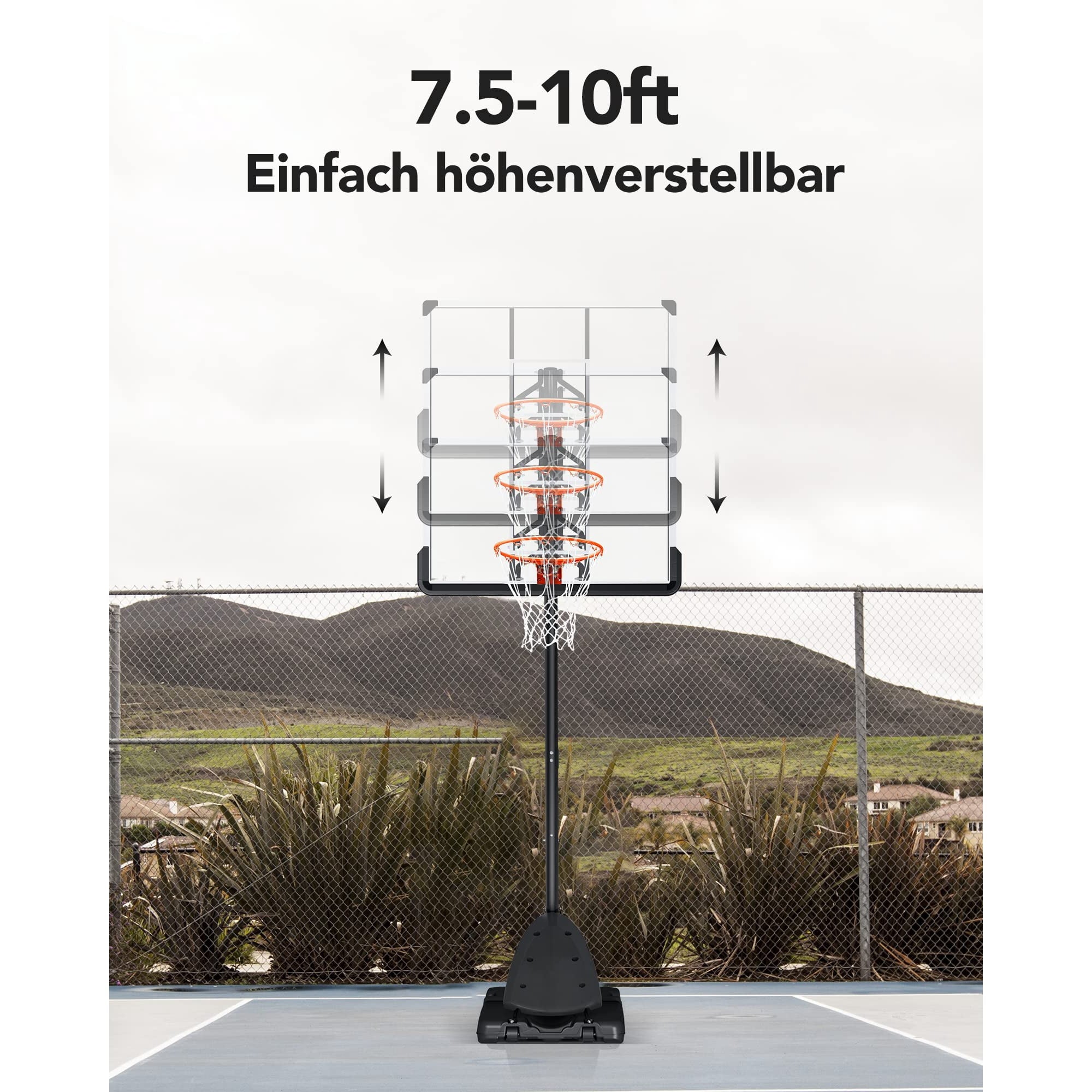 Naipo Basketball Hoop 54” Basketball Goal Stand Height Adjustable 90” to 120” with Wheels for Youth Adult Outdoor Use - NAIPO