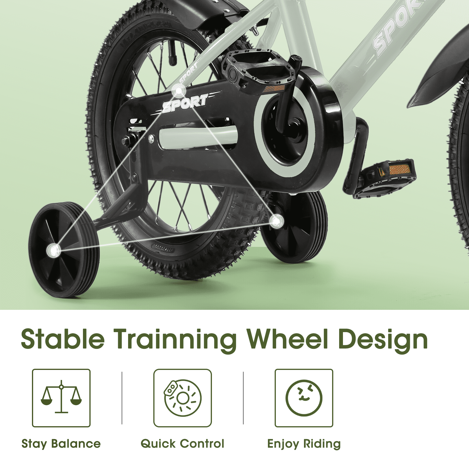 Naipo Boys' and Girls' 12" Training Wheel Bicycle Gray - NAIPO