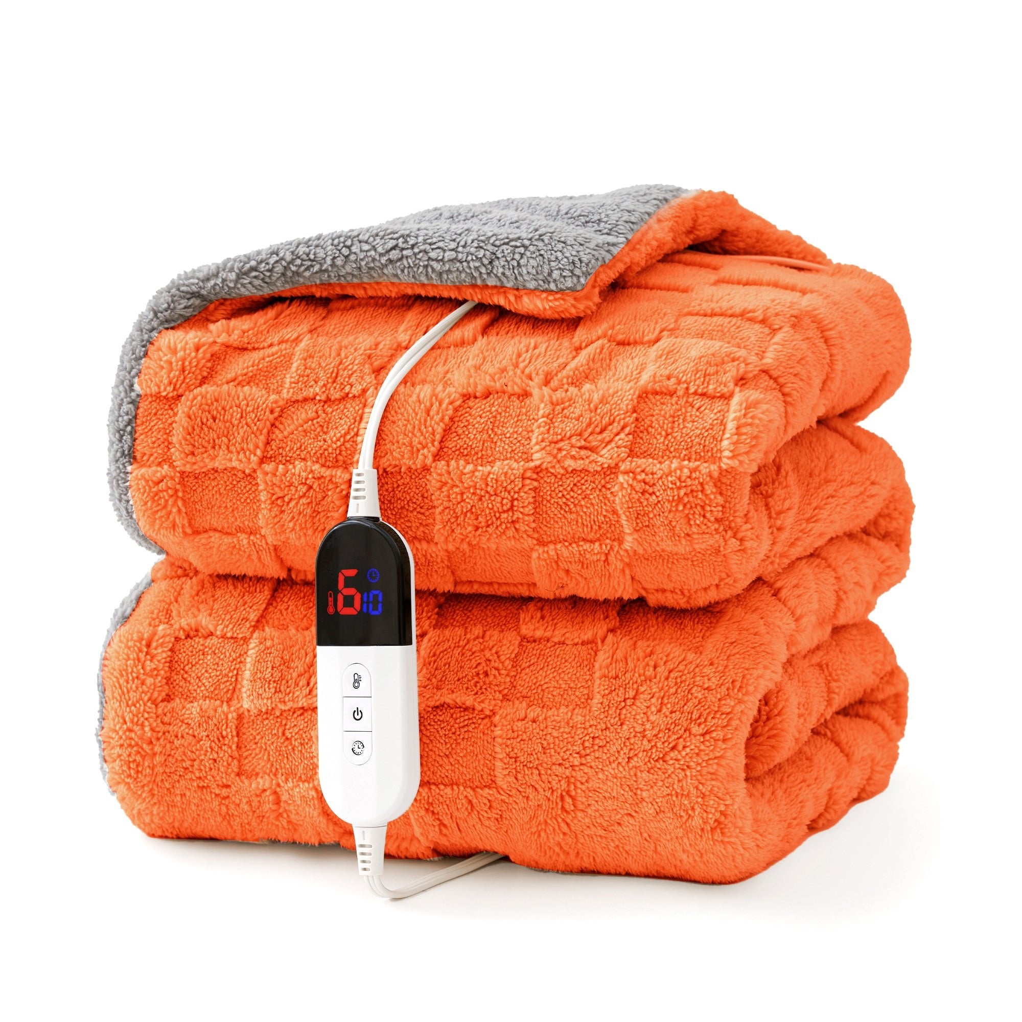 Naipo Heated Blanket 50x60 Inch Electric Blanket with 6 Heat Settings and 1 - 4H Auto Off Timer, Machine Washable Soft Flannel Fleece Throw Blanket for Couches, Beds for Home Office Use (Orange) - NAIPO