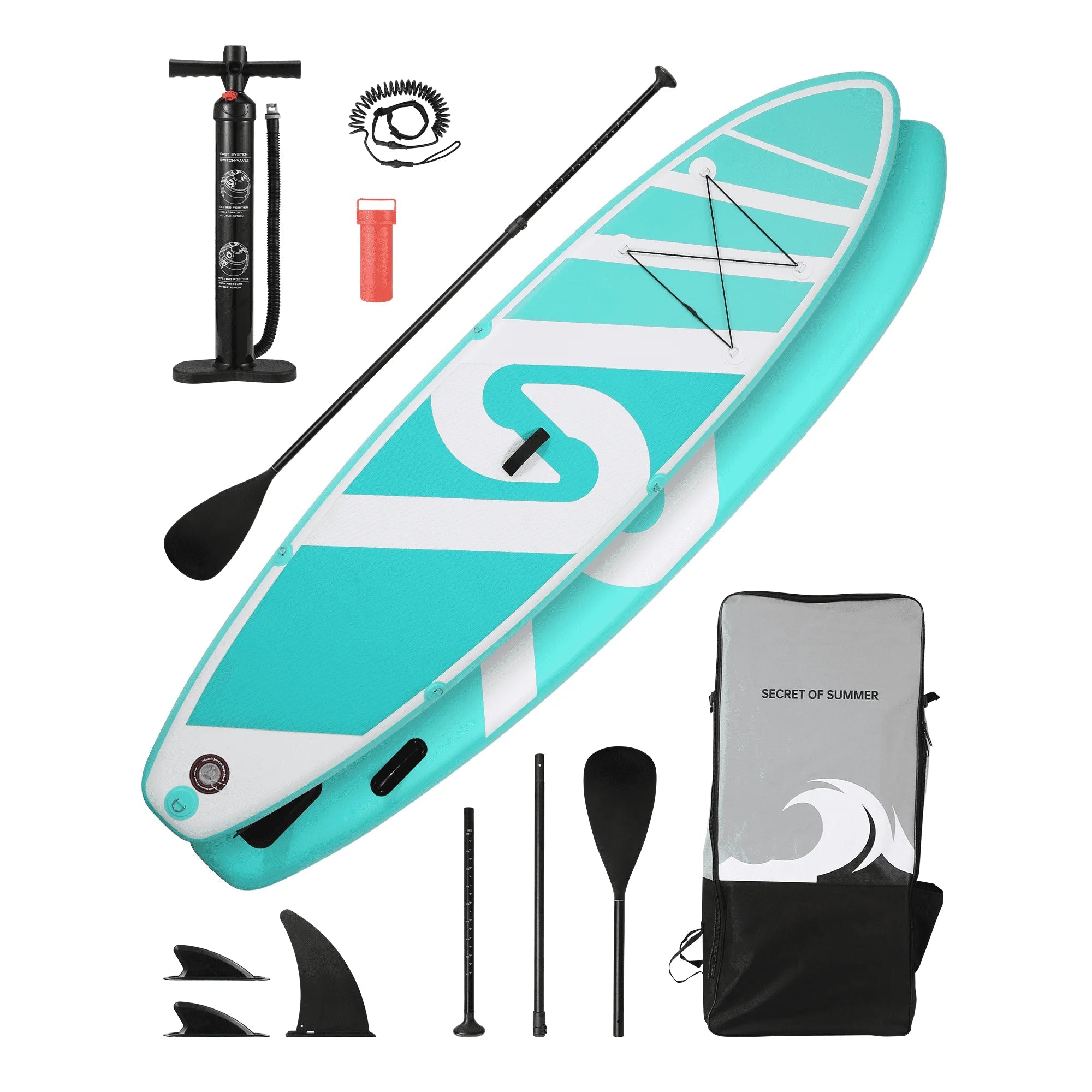 Naipo Inflatable Paddle Board 10FT Stand up Paddle Board 10' SUP 6 in.Thick Board Carry Bag & Fast Pumping Green - NAIPO