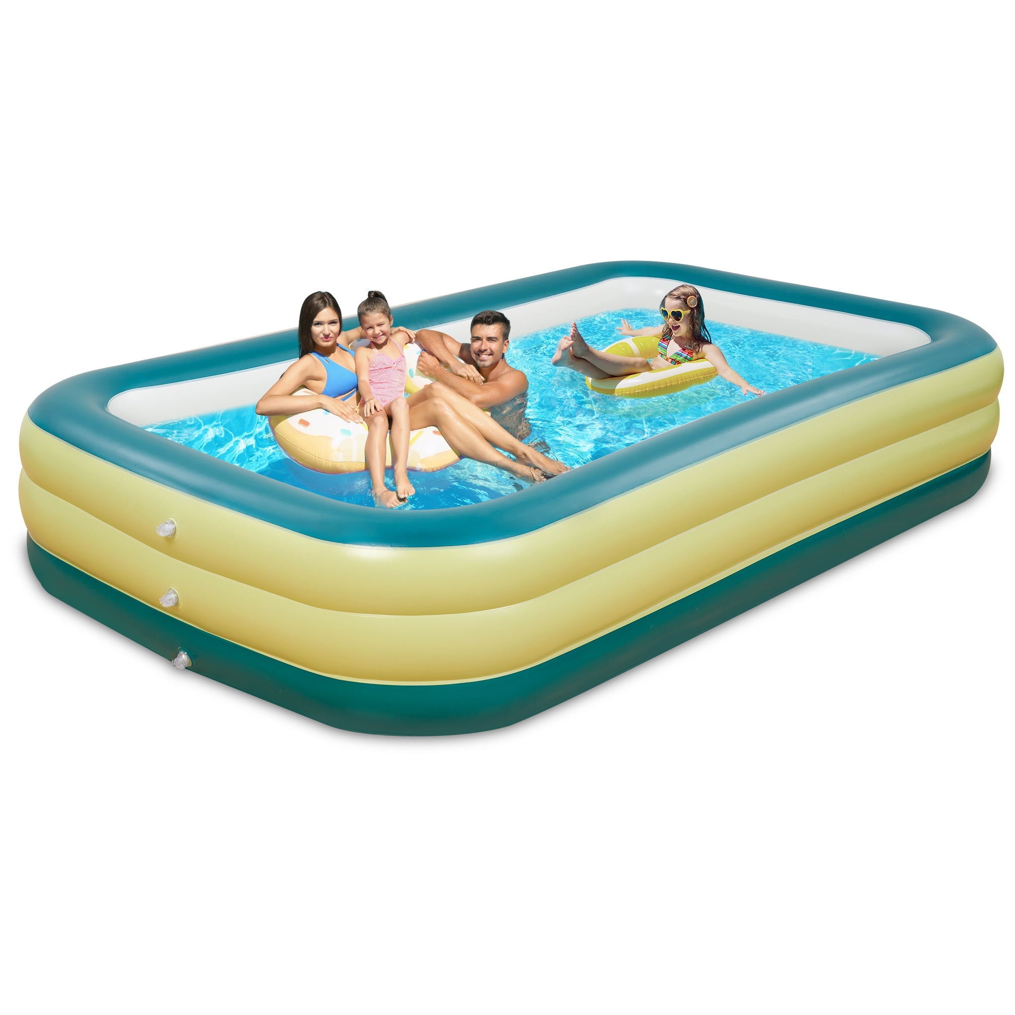 Naipo Inflatable Swimming Pool 120"x72"x22" Blow up Pool , Full - Sized Above Ground Family Pool, Summer Water Party, Backyard, Outdoor Beach Garden Lawn , Yellow - NAIPO