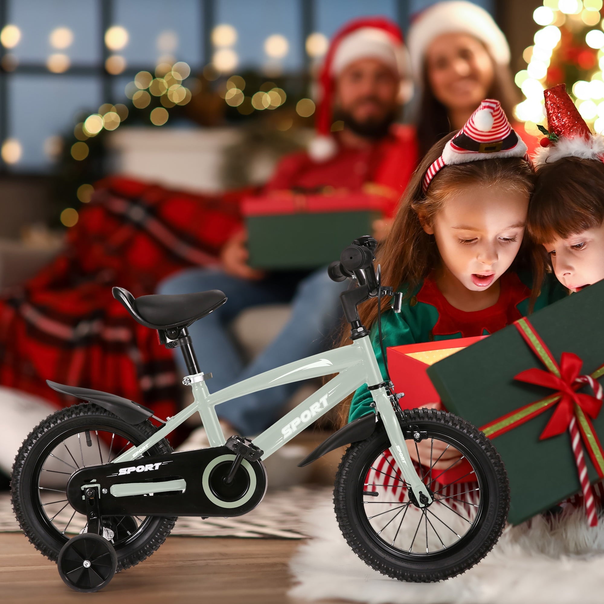 Naipo Kid Bike 14" Gray Training Wheels Handbrake & Coaster Brake - NAIPO
