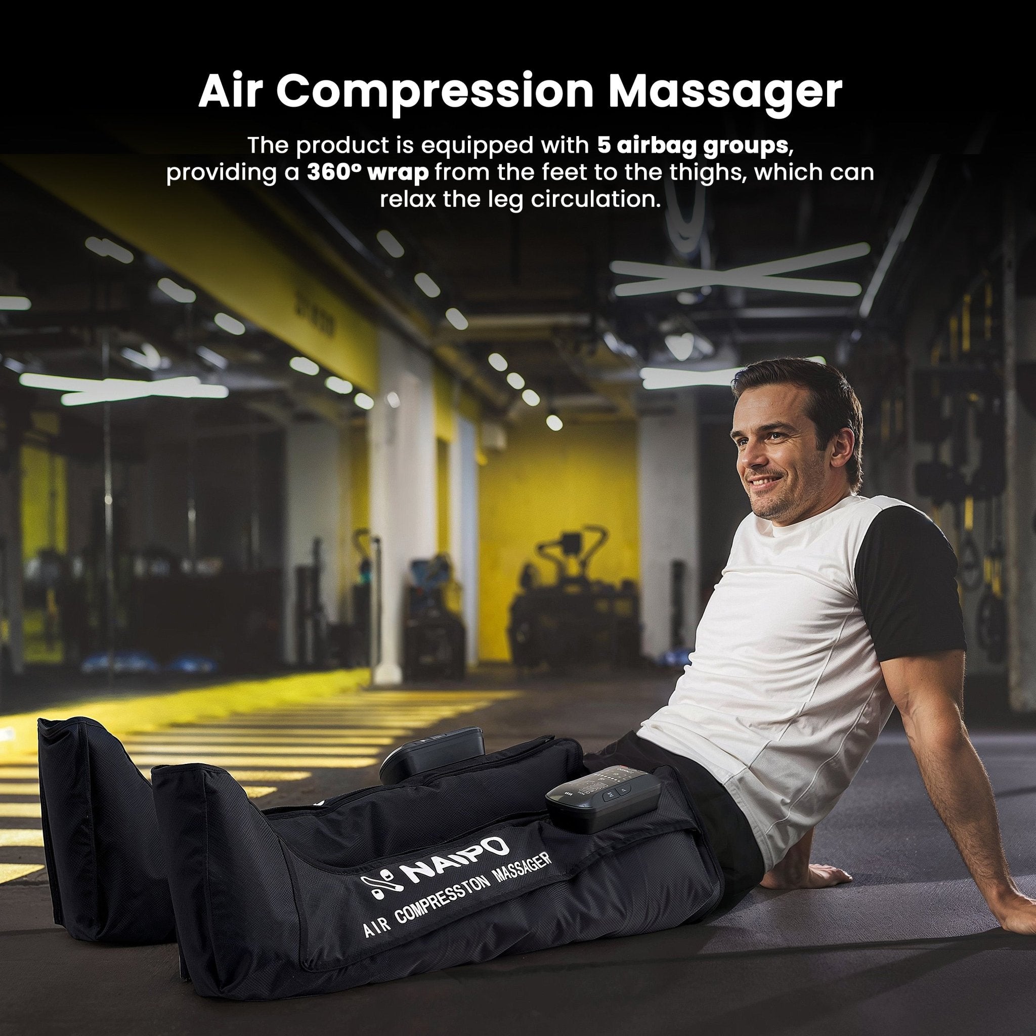 NAIPO Leg Air Massager, Full Leg Recovery with 6 Modes, Adjustable Pressure MGF - 301 - NAIPO