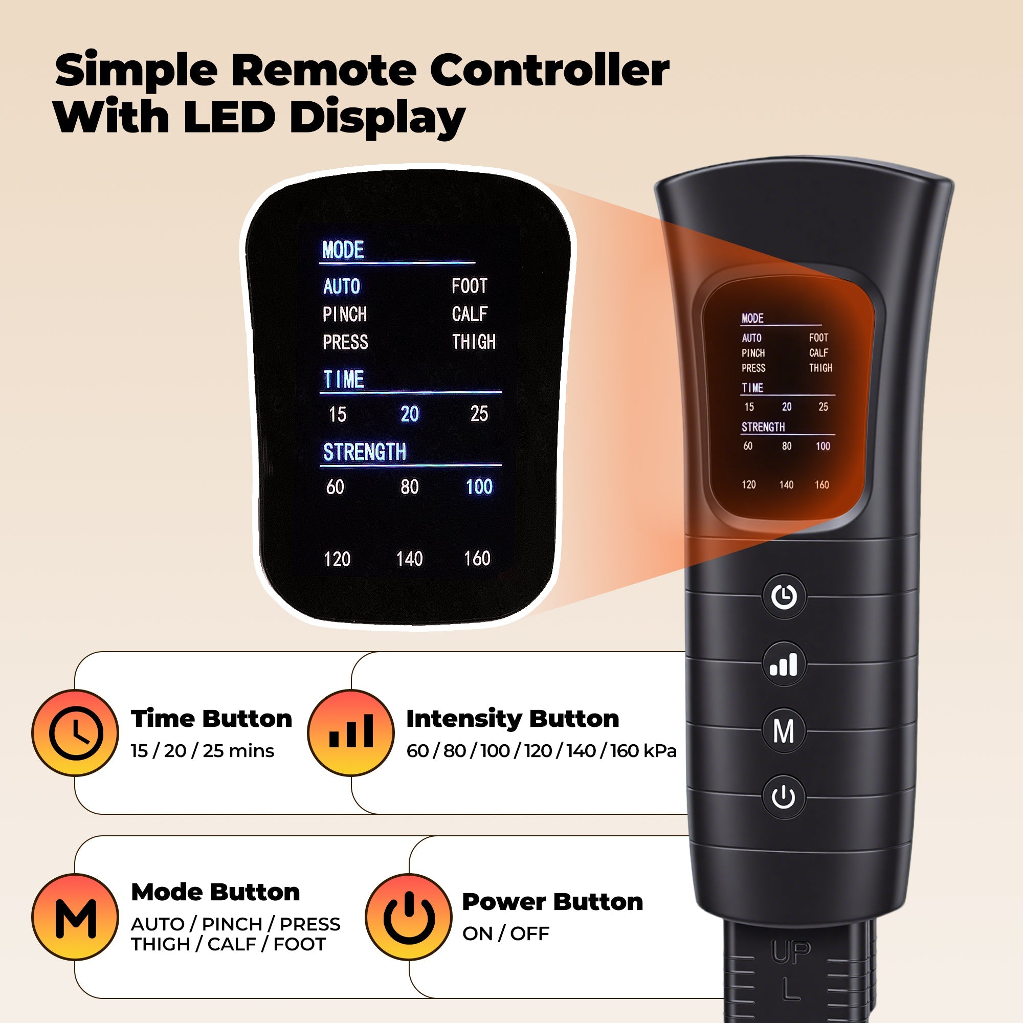 Naipo Leg Massager for Circulation and Pain Relief, Air Compression Foot Calf Thigh Massager with 6 Modes, Help for Muscle Relaxation, Gift for Mom Dad - NAIPO