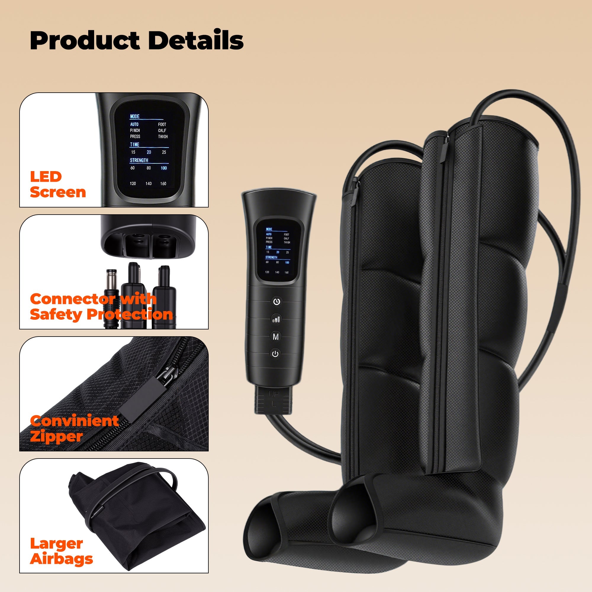 Naipo Leg Massager for Circulation and Pain Relief, Air Compression Foot Calf Thigh Massager with 6 Modes, Help for Muscle Relaxation, Gift for Mom Dad - NAIPO