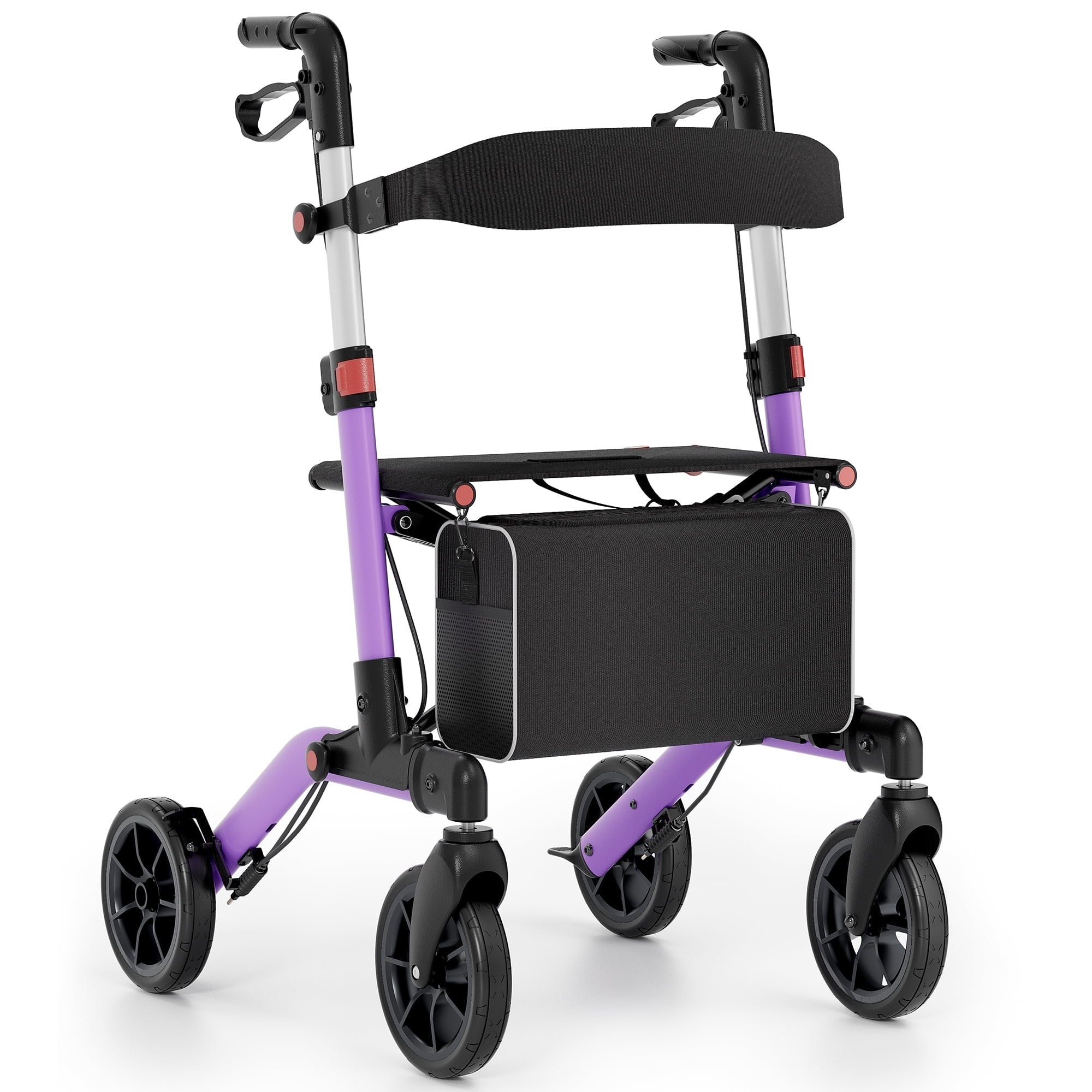 Naipo Lightweight Foldable Rollator Walkers for Seniors, Mobility Rollator Walker with Adjustable Seat and 8" Wheels, Purple - NAIPO