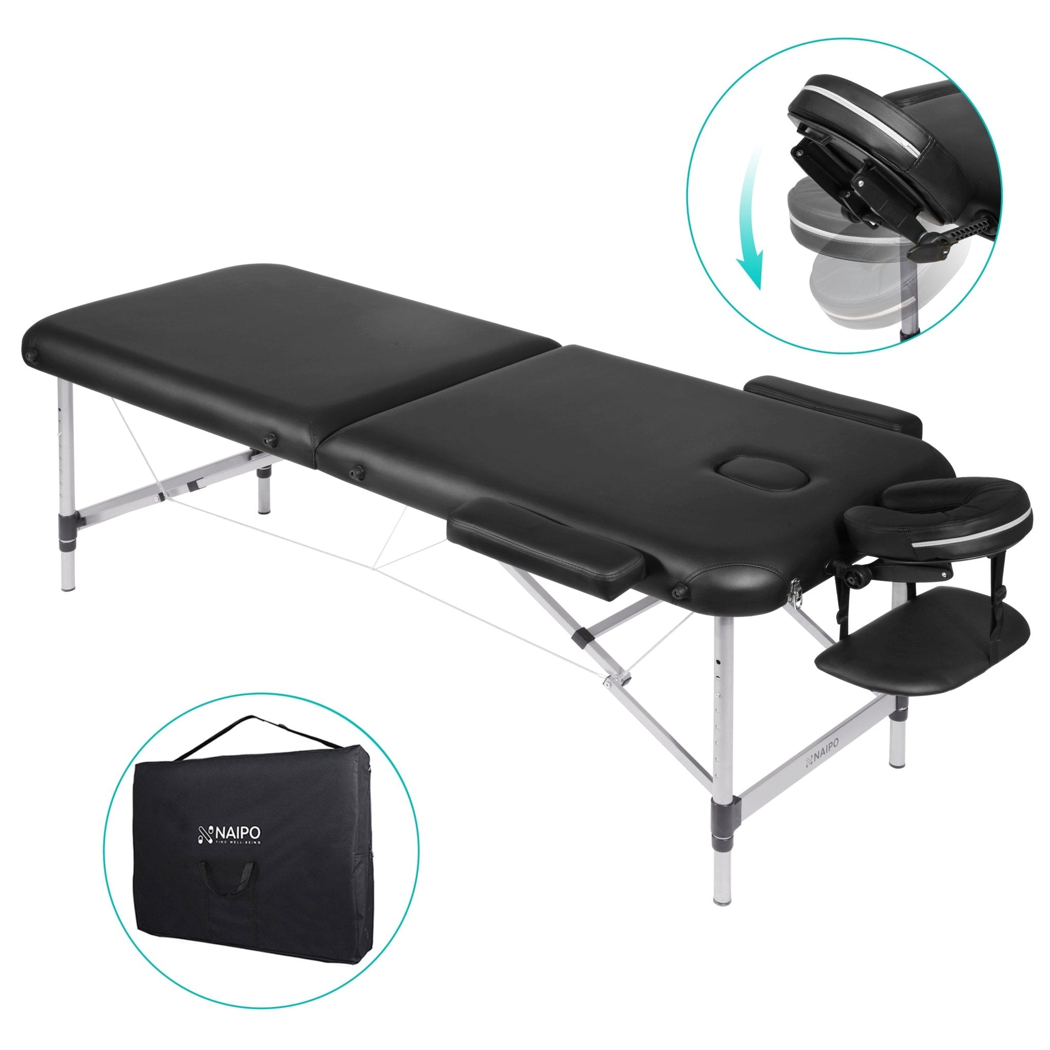 Naipo MGBC - 211 Two - fold portable Massage Table with Aluminum Feet - NAIPO