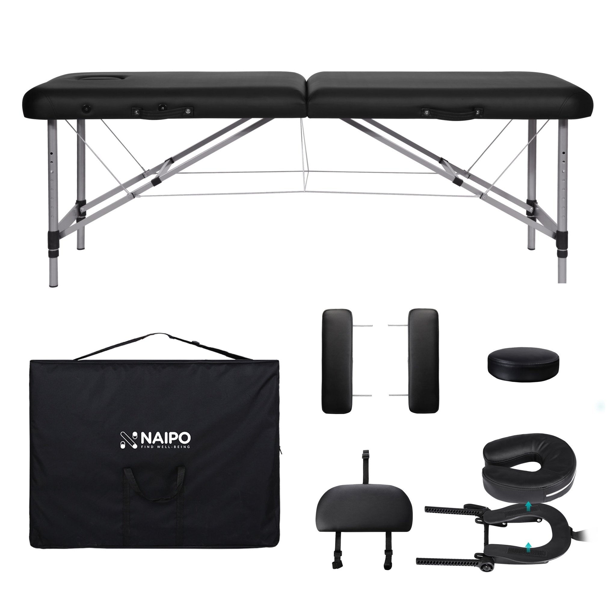 Naipo MGBC - 211H Two - fold portable Massage Table with Aluminum Feet - NAIPO