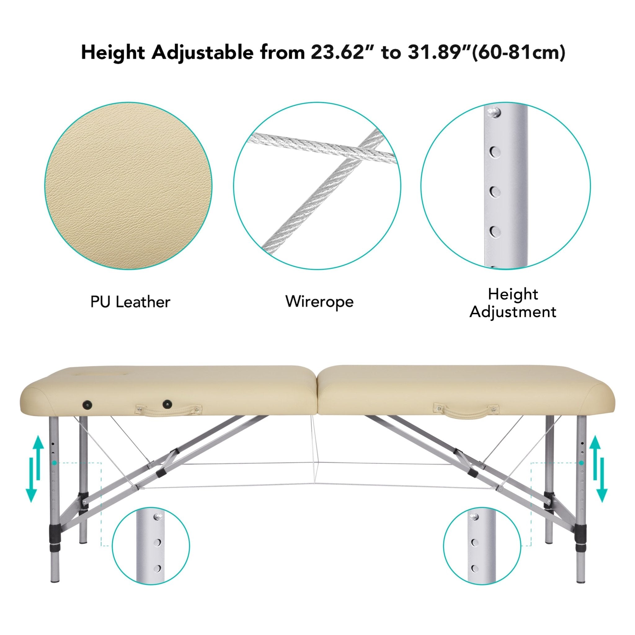 Naipo MGBC - 211H Two - fold portable Massage Table with Aluminum Feet - NAIPO