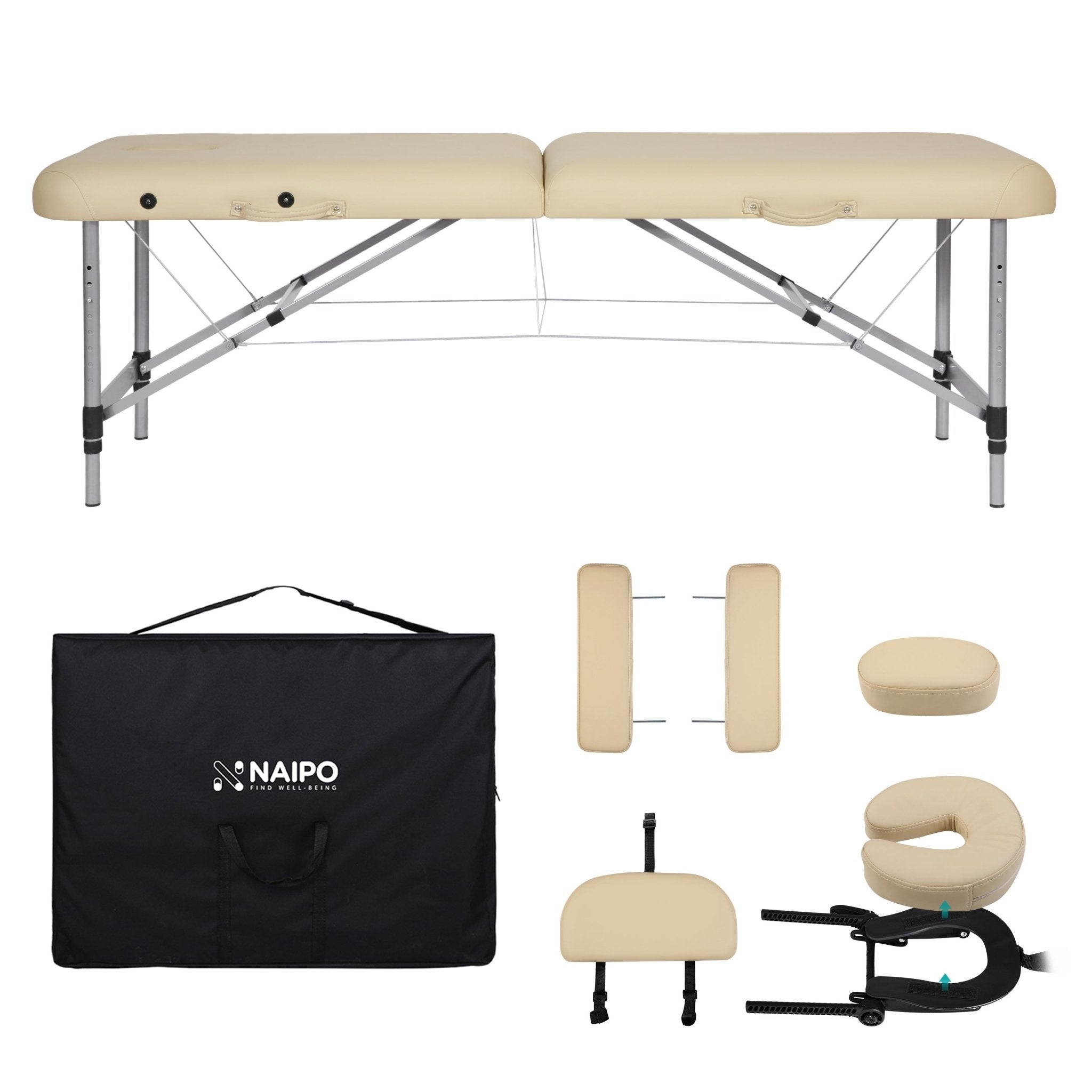 Naipo MGBC - 211H Two - fold portable Massage Table with Aluminum Feet - NAIPO
