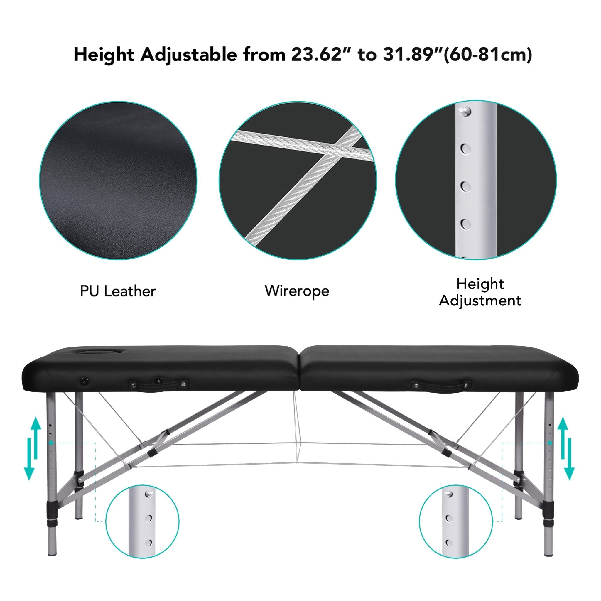 Naipo MGBC - 211H Two - fold portable Massage Table with Aluminum Feet - NAIPO