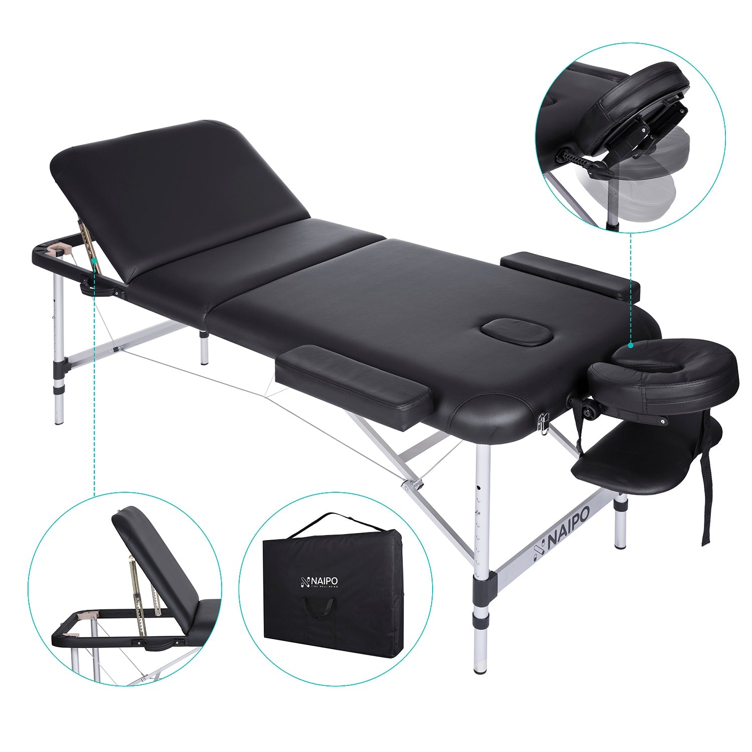 Naipo MGBC - 301 Three - fold portable Massage Table with Aluminum Feet - NAIPO